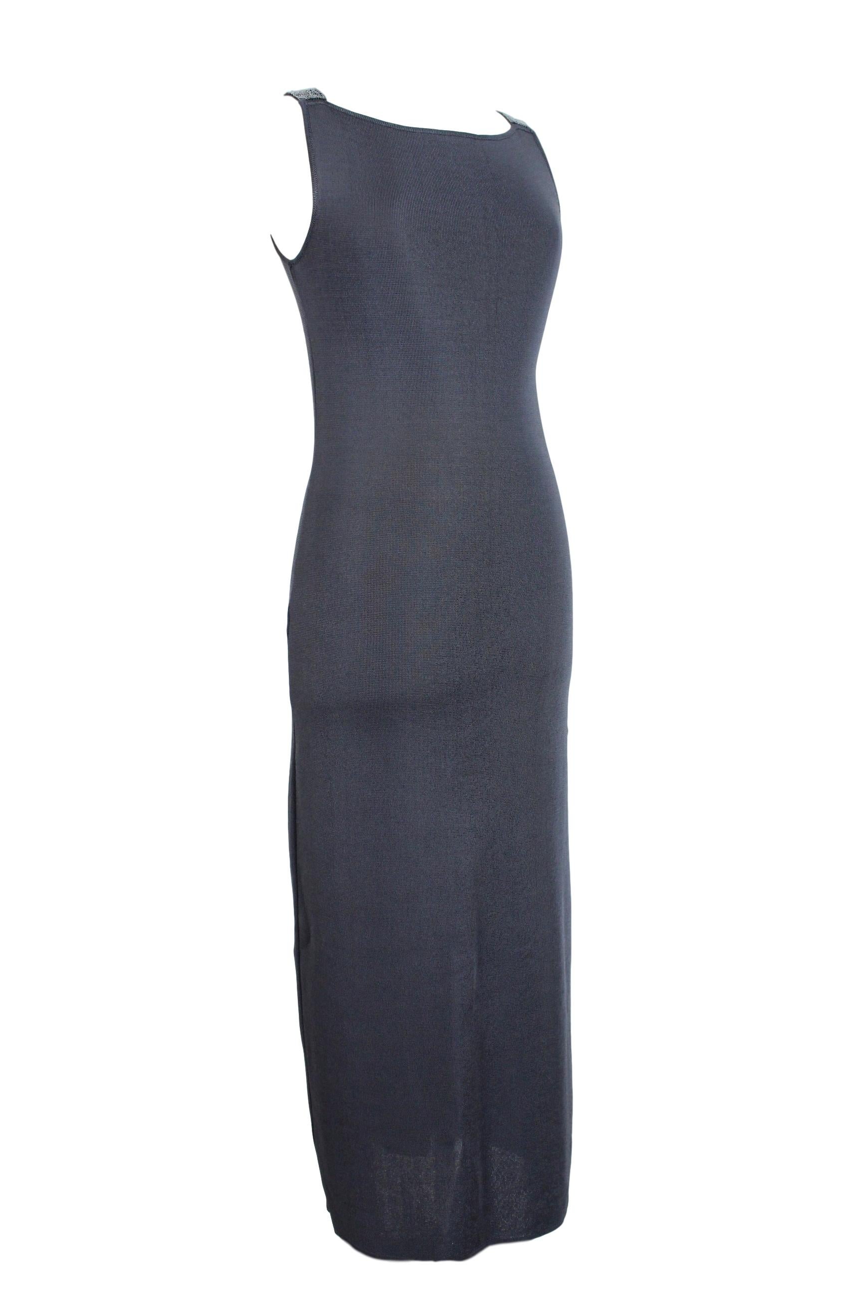 Women's Gianfranco Ferre Viscose Gray Evening Sequins Long Sheath Sleeveless Dress