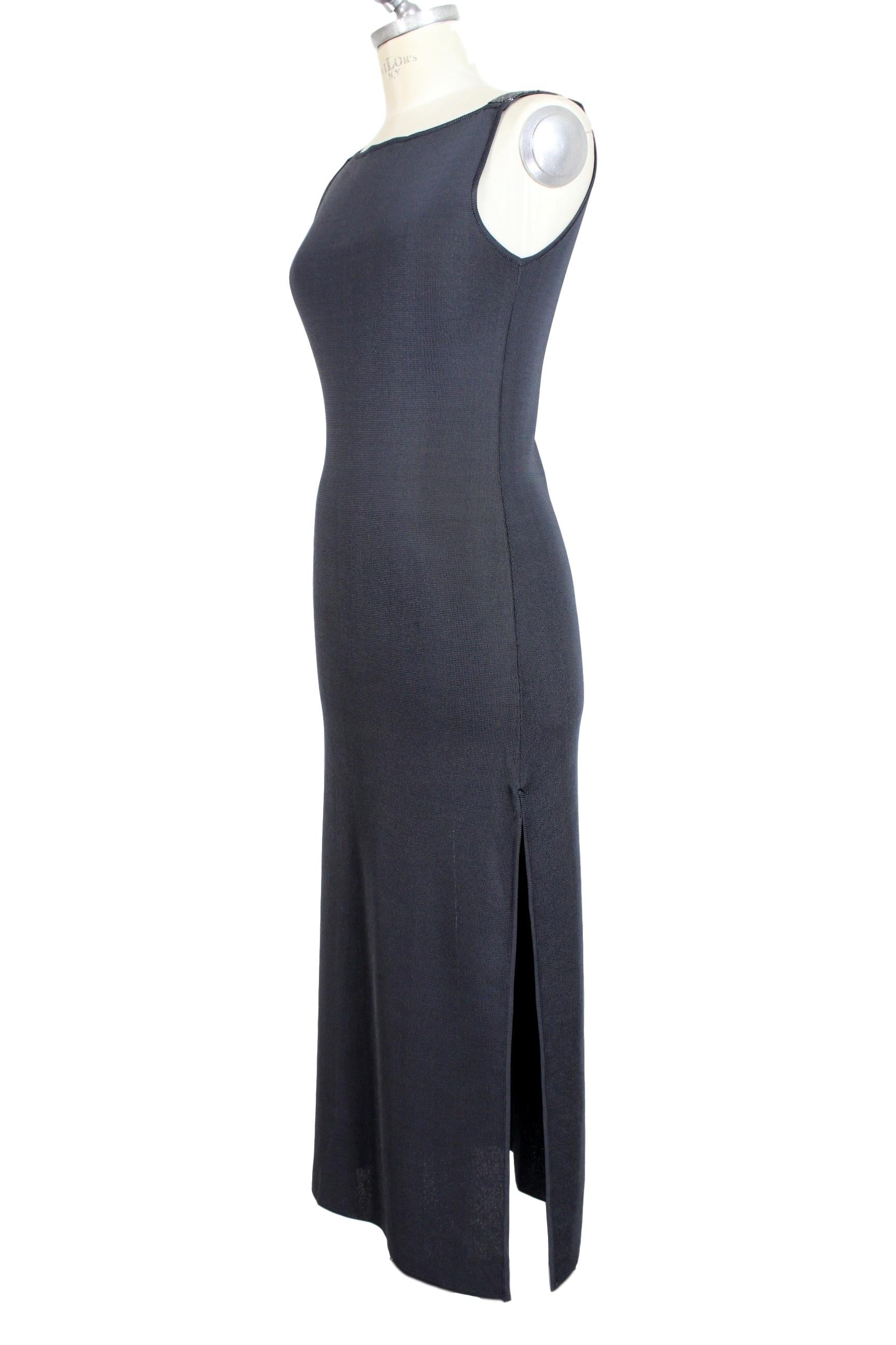 Gianfranco Ferre Viscose Gray Evening Sequins Long Sheath Sleeveless Dress 2