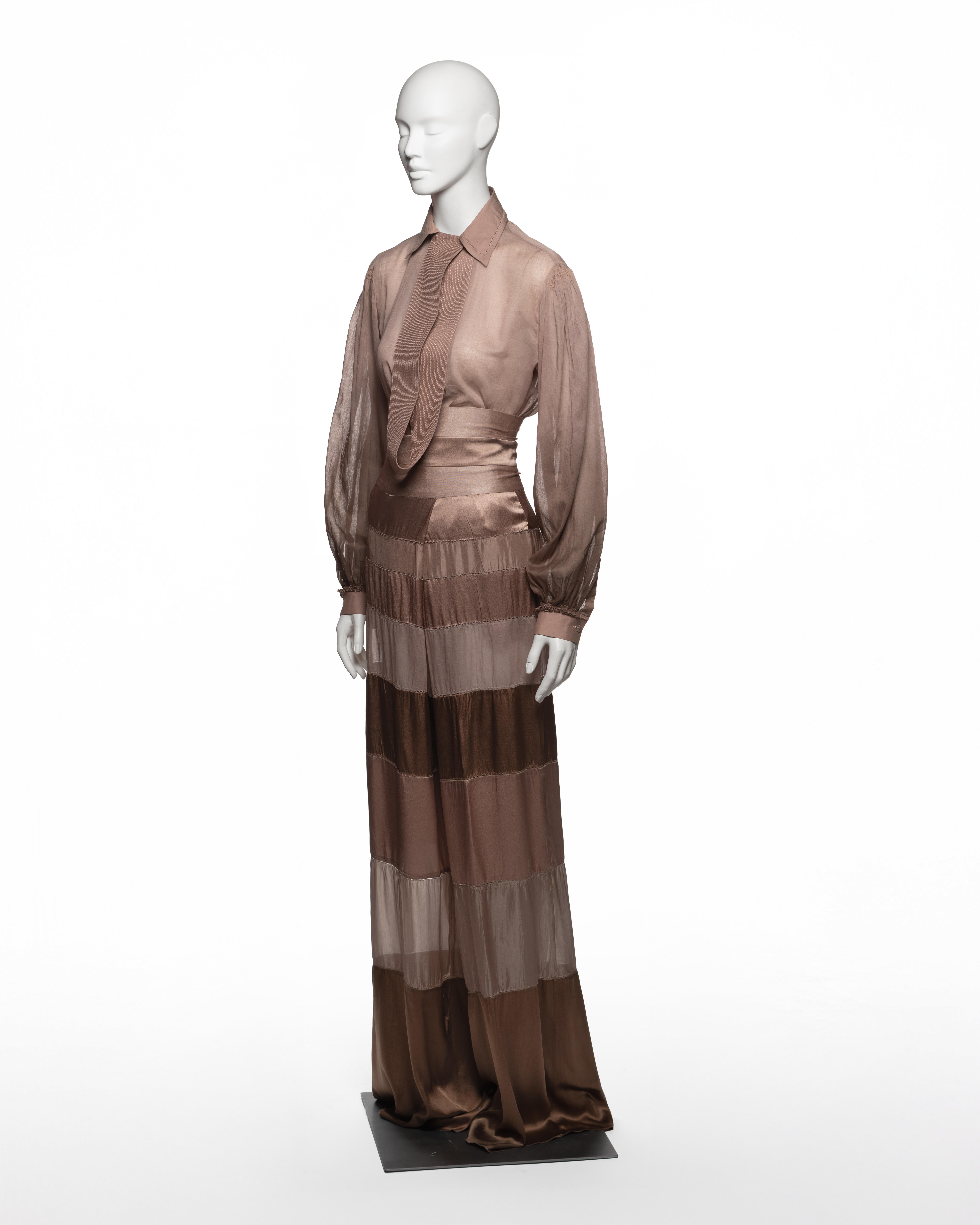 Conjunto Gianfranco Ferré de blusa de gasa y pantalón de seda, SS 2008 en venta 5
