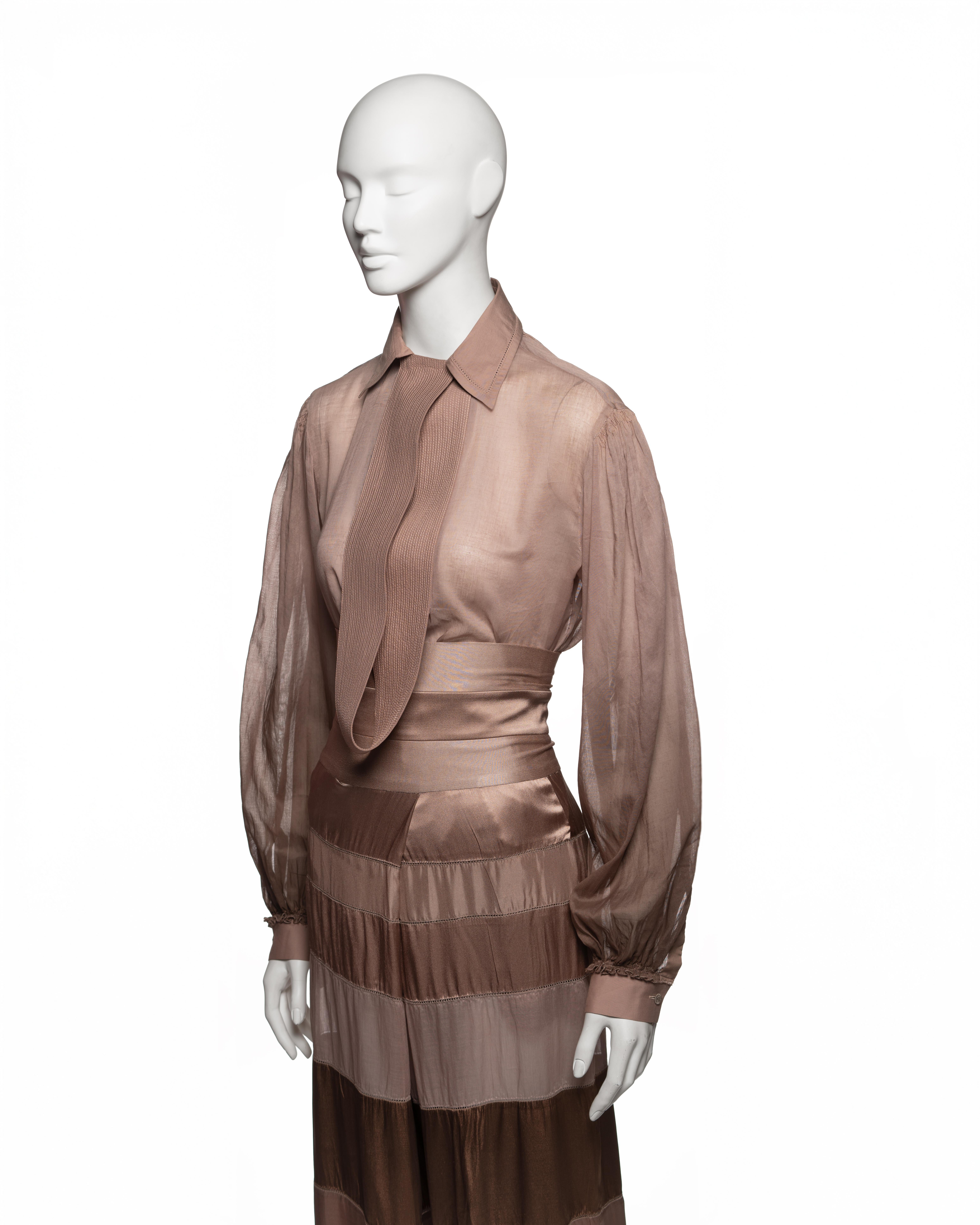 Conjunto Gianfranco Ferré de blusa de gasa y pantalón de seda, SS 2008 en venta 6