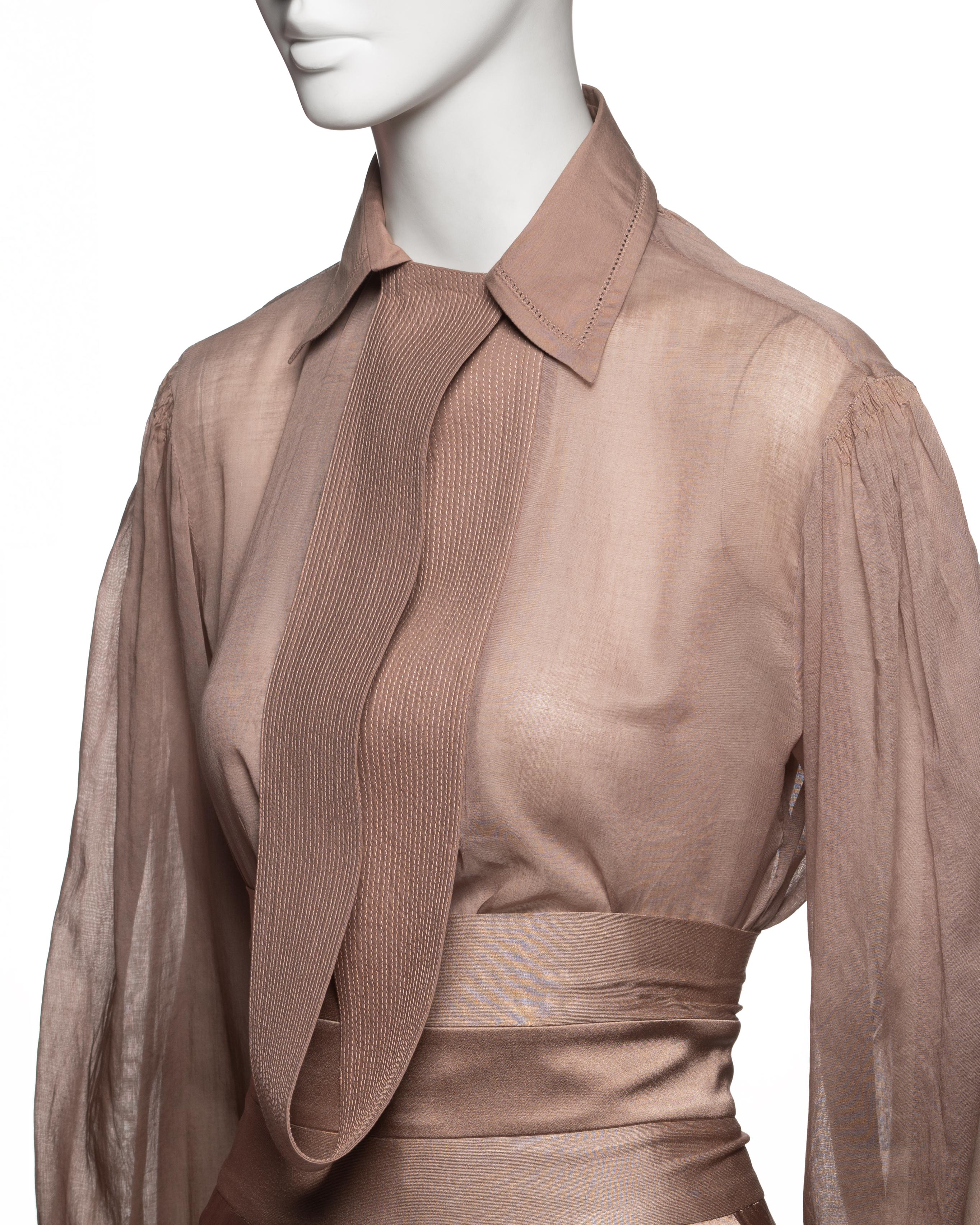 Conjunto Gianfranco Ferré de blusa de gasa y pantalón de seda, SS 2008 en venta 7