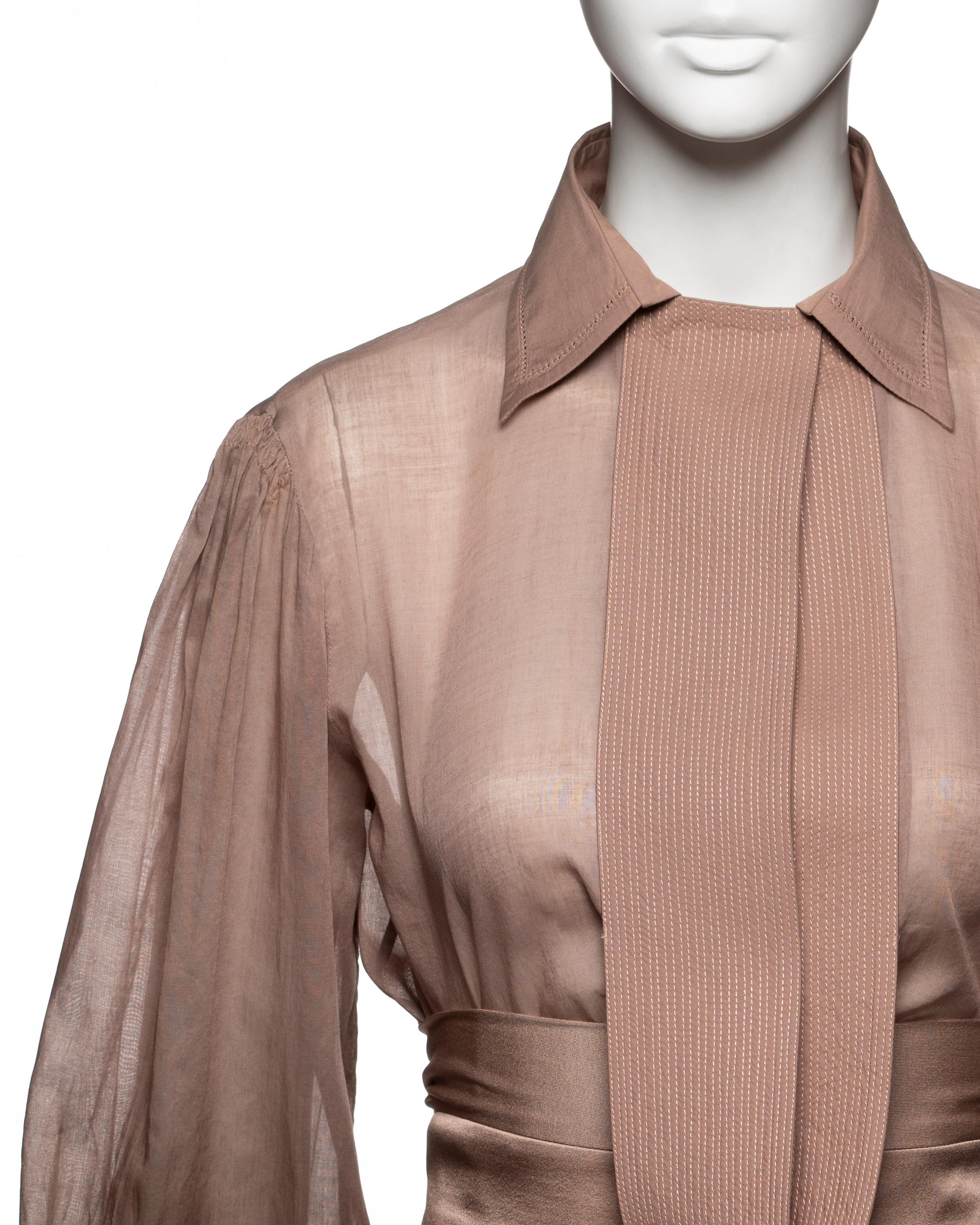 Conjunto Gianfranco Ferré de blusa de gasa y pantalón de seda, SS 2008 en Excelente estado para la venta en London, GB