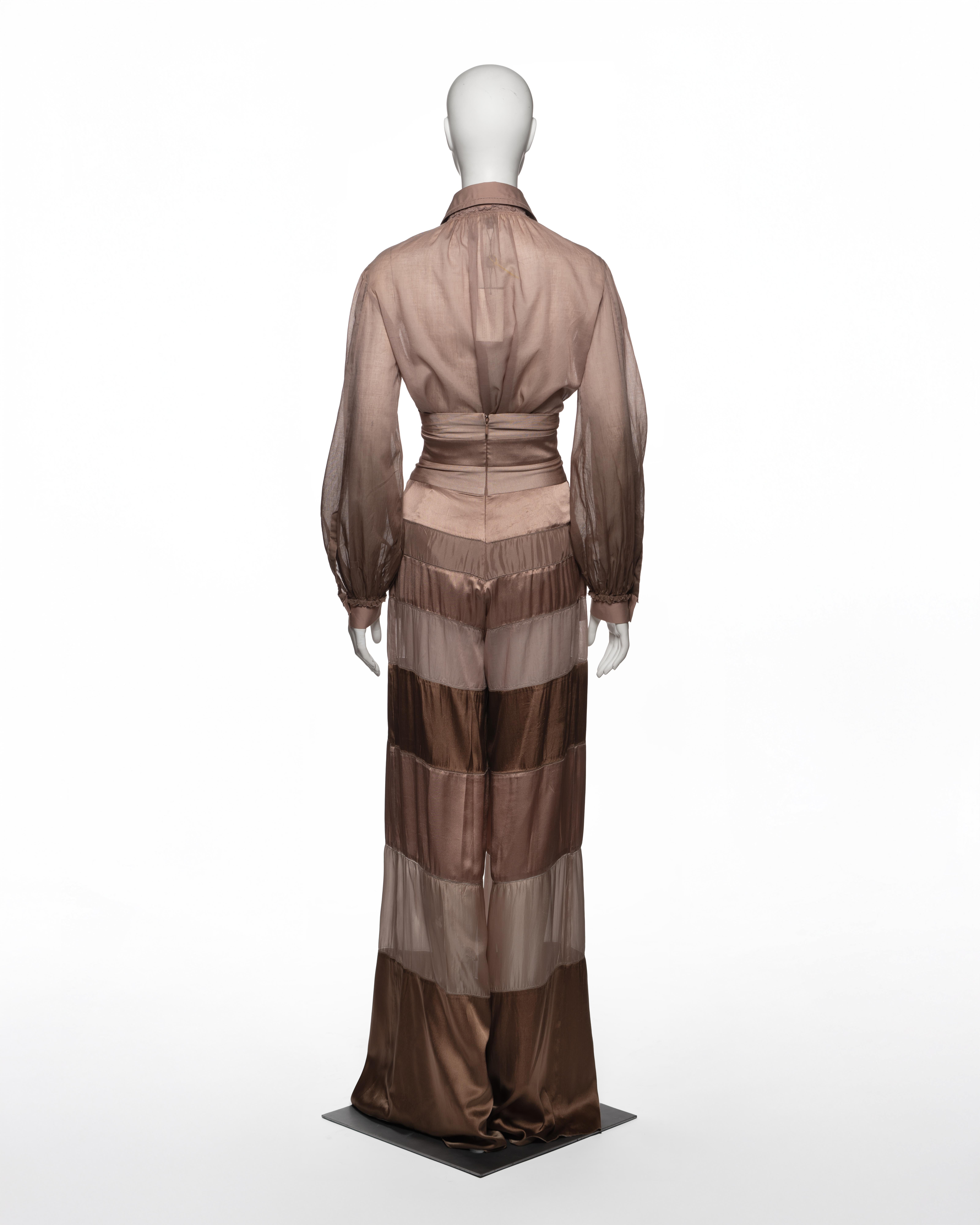 Conjunto Gianfranco Ferré de blusa de gasa y pantalón de seda, SS 2008 en venta 3