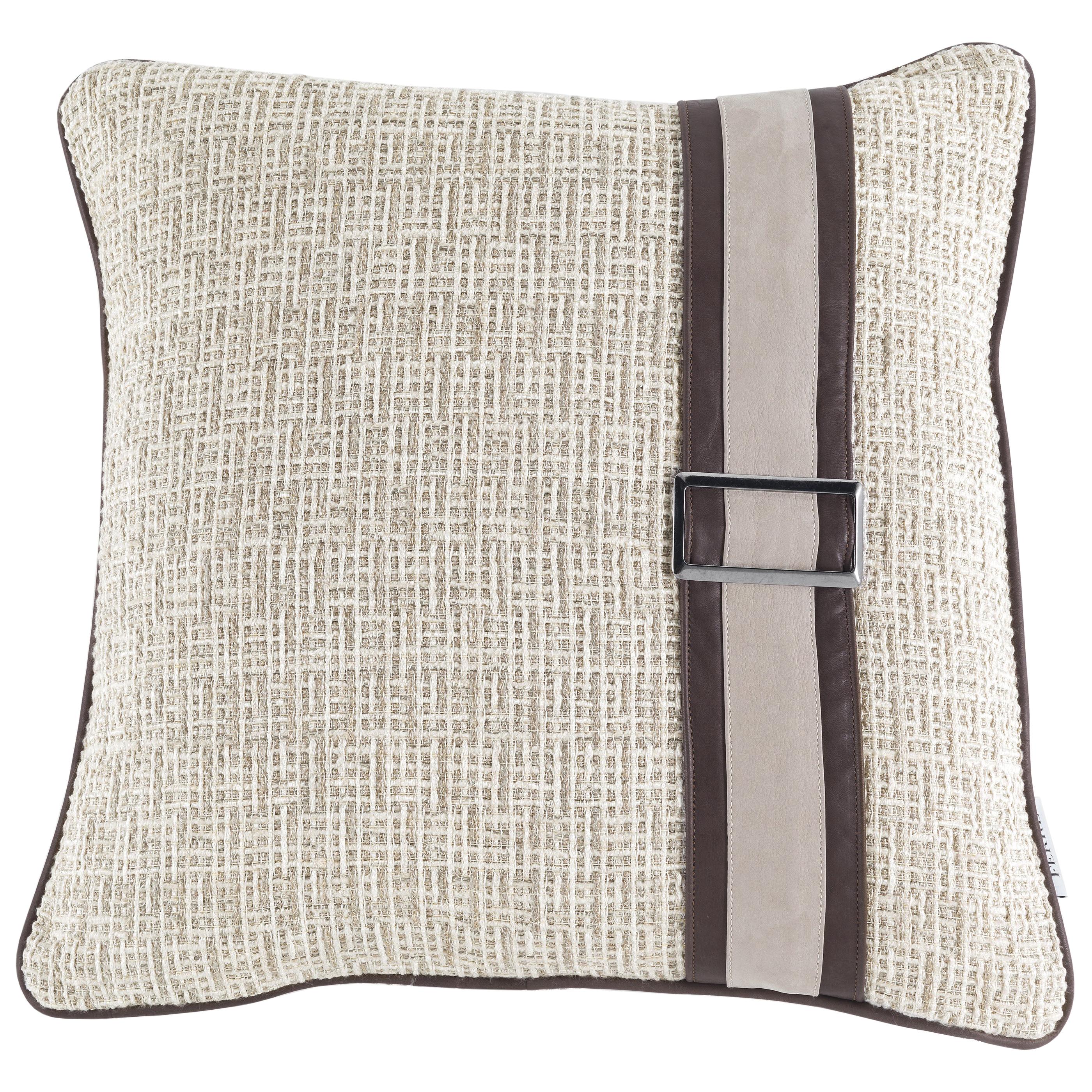 21st Century Wahi Cushion in Fabric and Leather by Gianfranco Ferré Home 