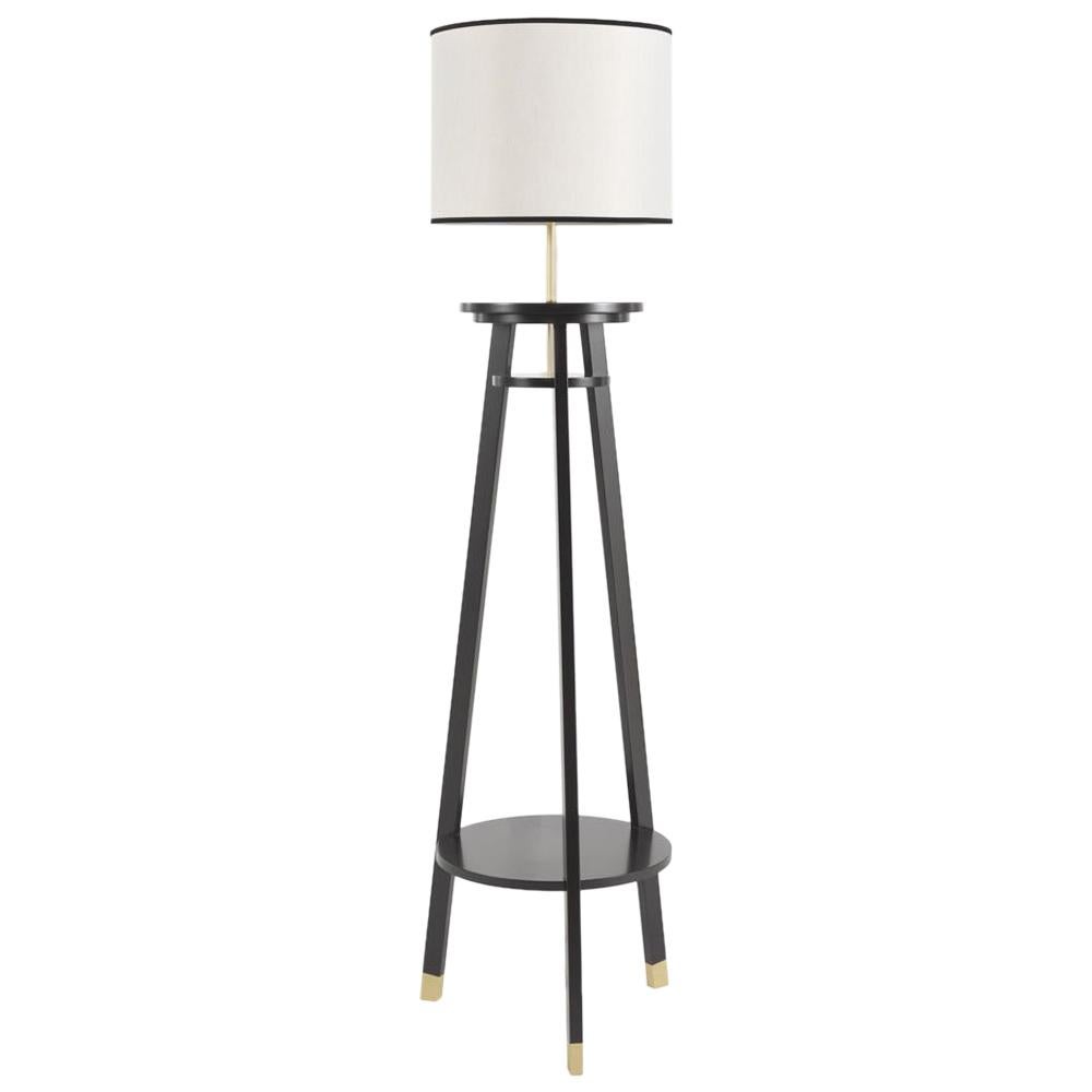 Gianfranco Ferre Watson Floor Lamp in Black Lacquered Wood For Sale