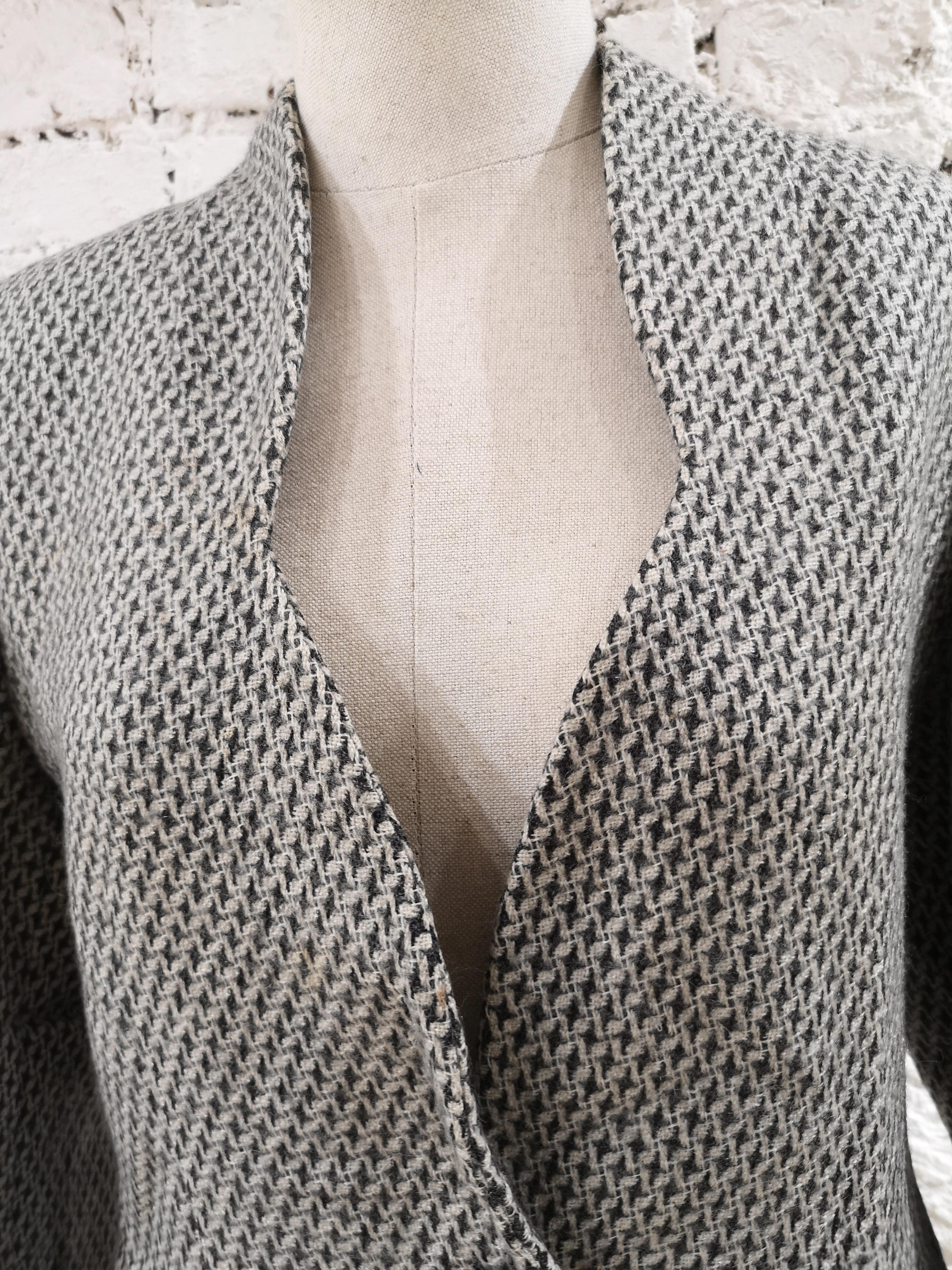 Gianfranco Ferre white grey blazer wool jacket For Sale 1