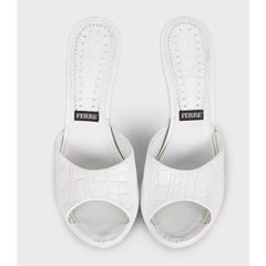 Gianfranco Ferré White Leather Platform Mules sz.37