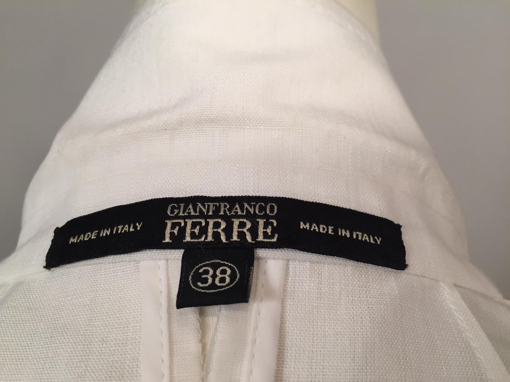 Gianfranco Ferre White Linen Jacket with Sheer Silk Organza Panels 6