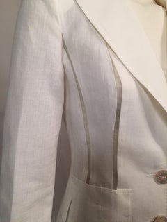Gianfranco Ferre White Linen Jacket with Sheer Silk Organza Panels