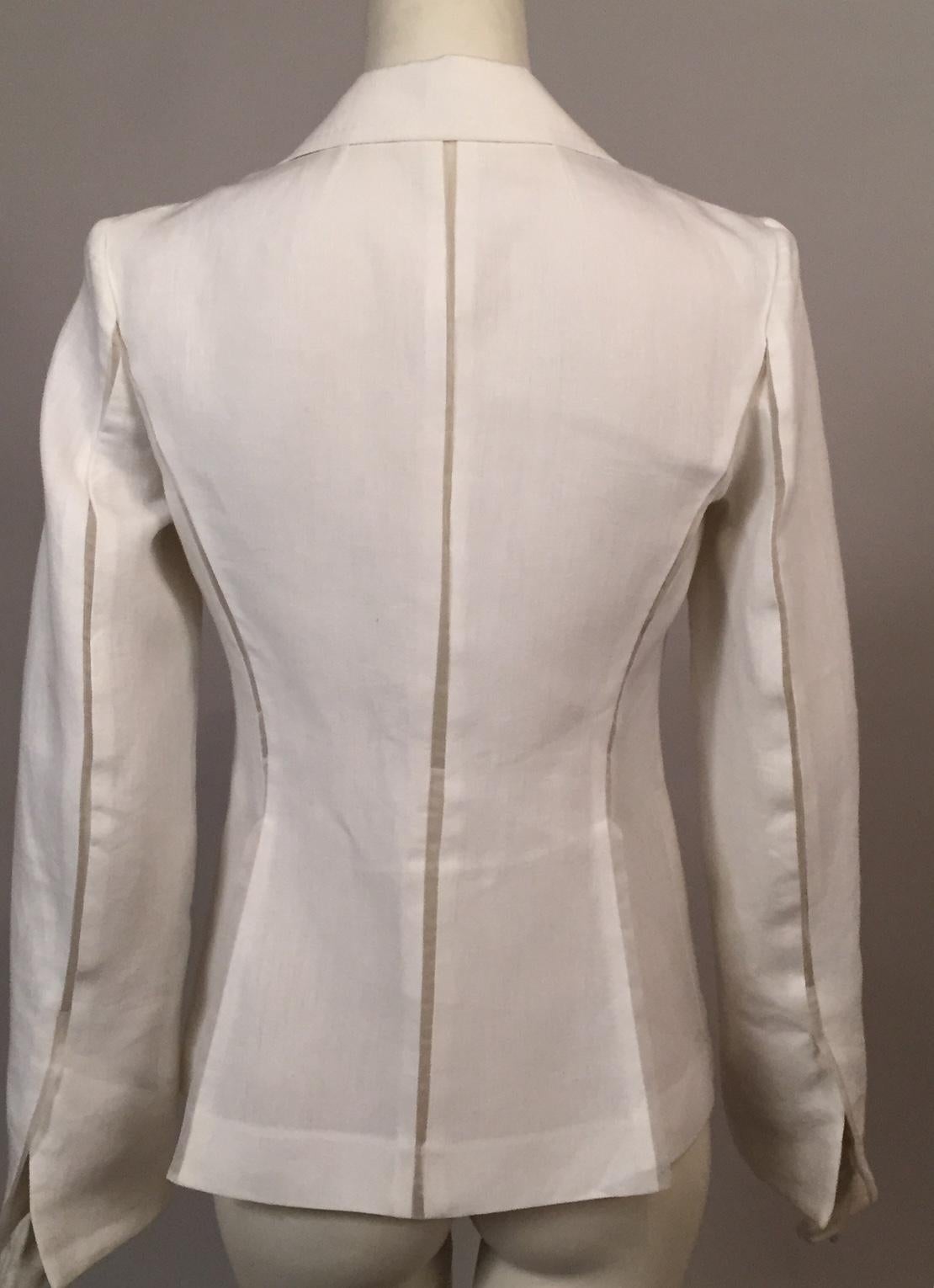 Gianfranco Ferre White Linen Jacket with Sheer Silk Organza Panels 2