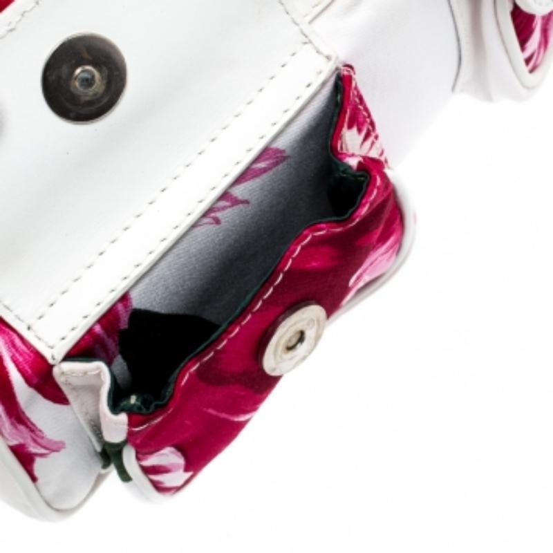 Sac à bandoulière Gianfranco Ferre en toile et cuir imprimé floral blanc/rose en vente 1