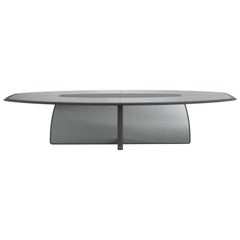 Gianfranco Ferré Home Wynwood Dining Table in Wood and Tinted Smoky Grey Glass