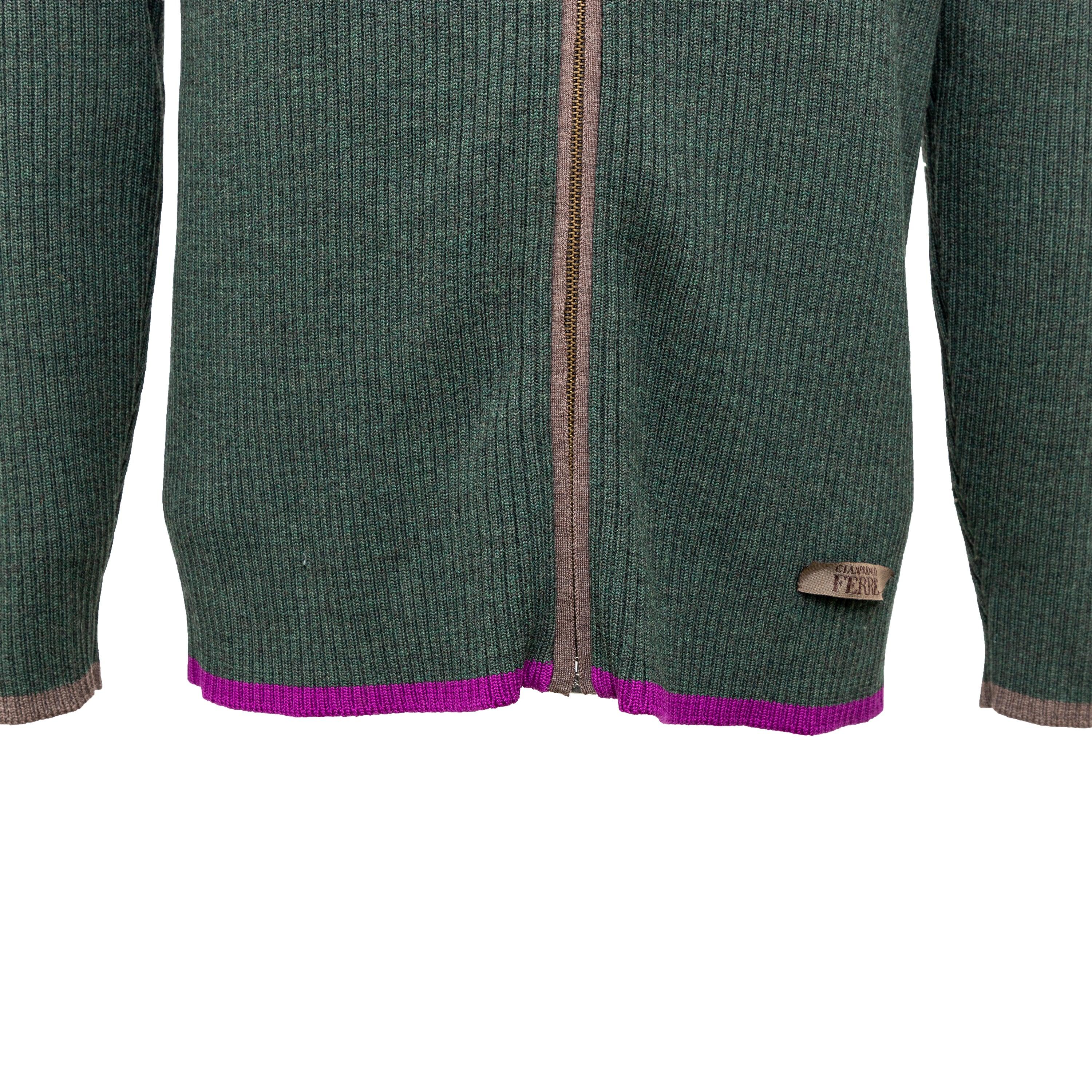 Black Gianfranco Ferré Zippered Knit Sweater - '90s For Sale