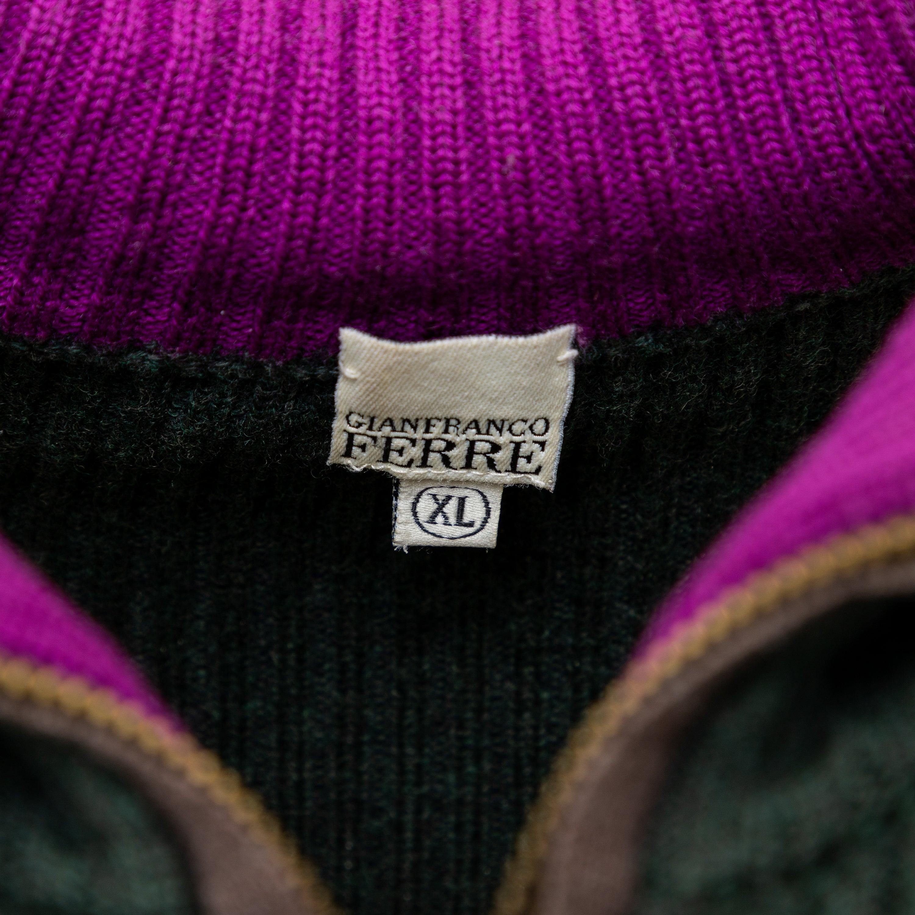 Men's Gianfranco Ferré Zippered Knit Sweater - '90s For Sale
