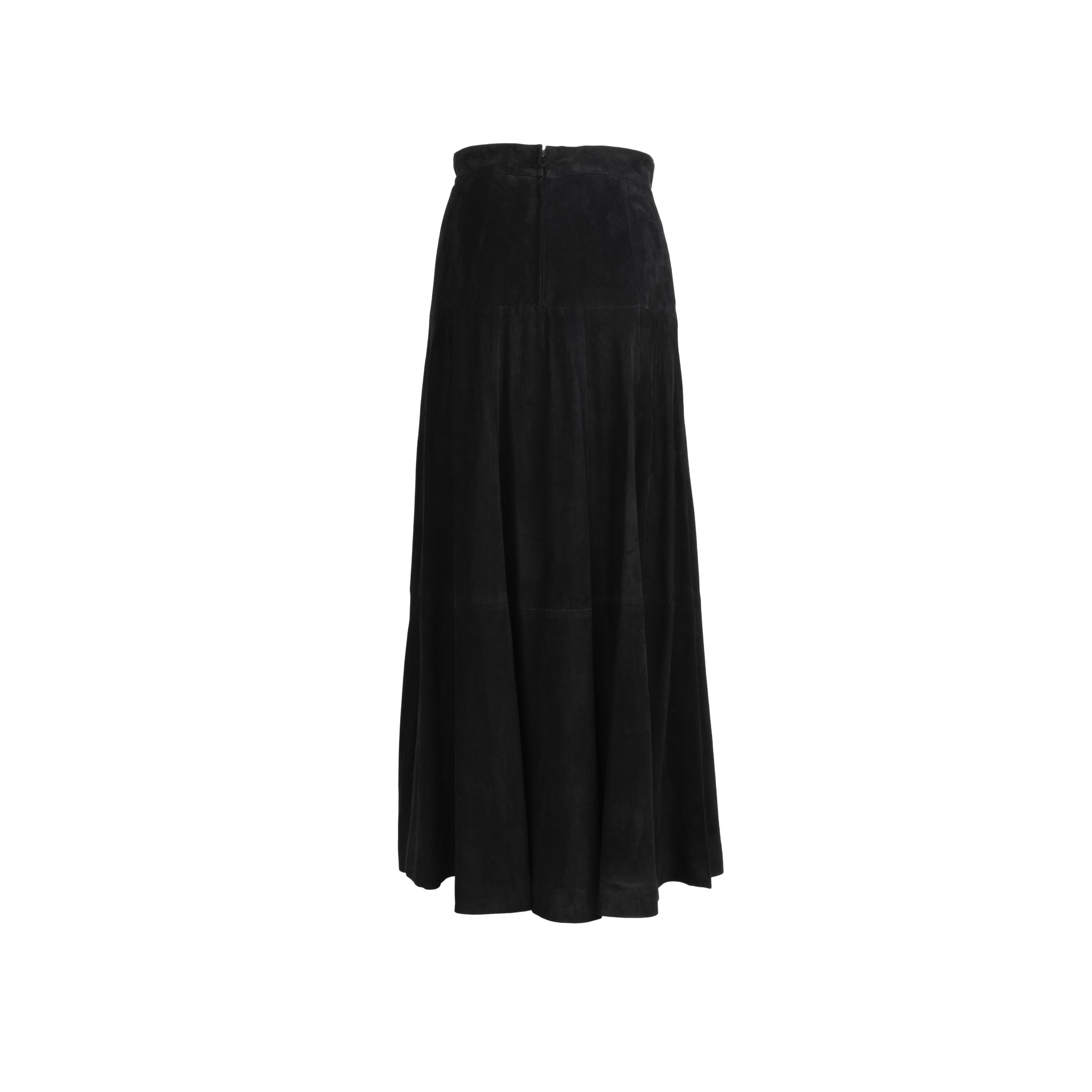 Gianfranco Ferré long black suede skirt.