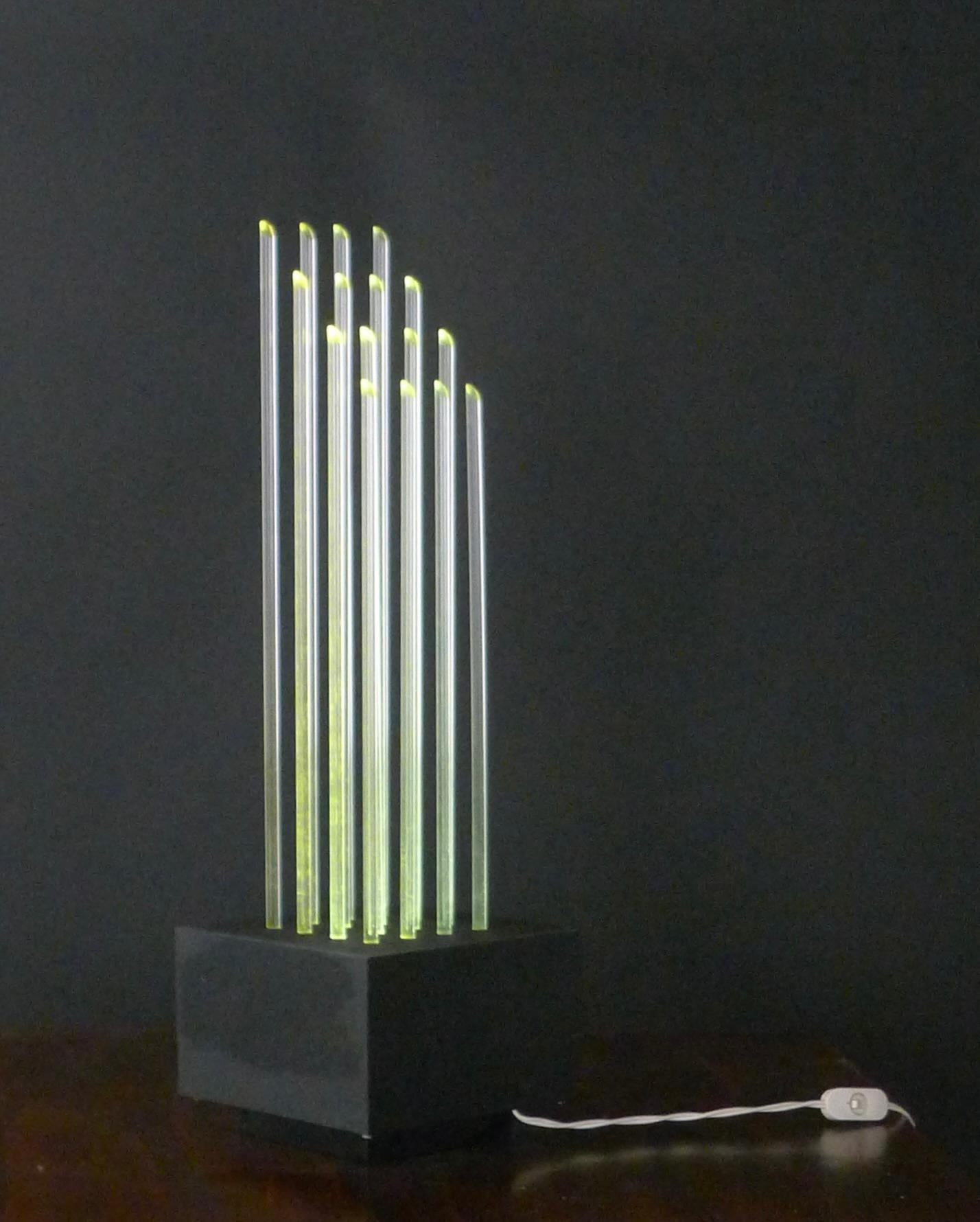 Aluminum Gianfranco Fini & Fabrizio Cocchia for New Lamp, 1970s Plexiglass Table Light For Sale
