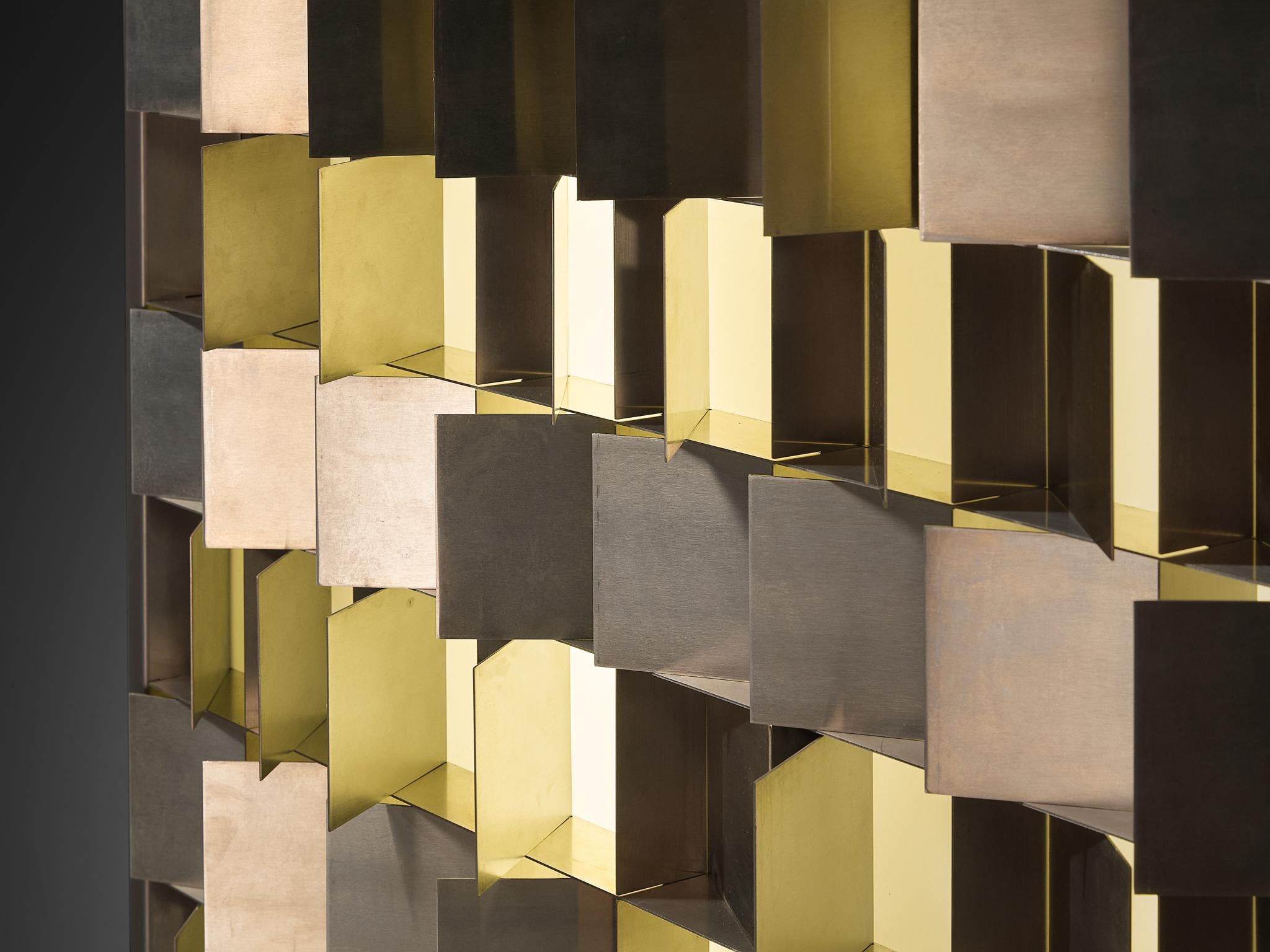 Fine XX secolo Gianfranco Fini per New Lamp 'Programma' Scultura luminosa in acciaio inossidabile in vendita