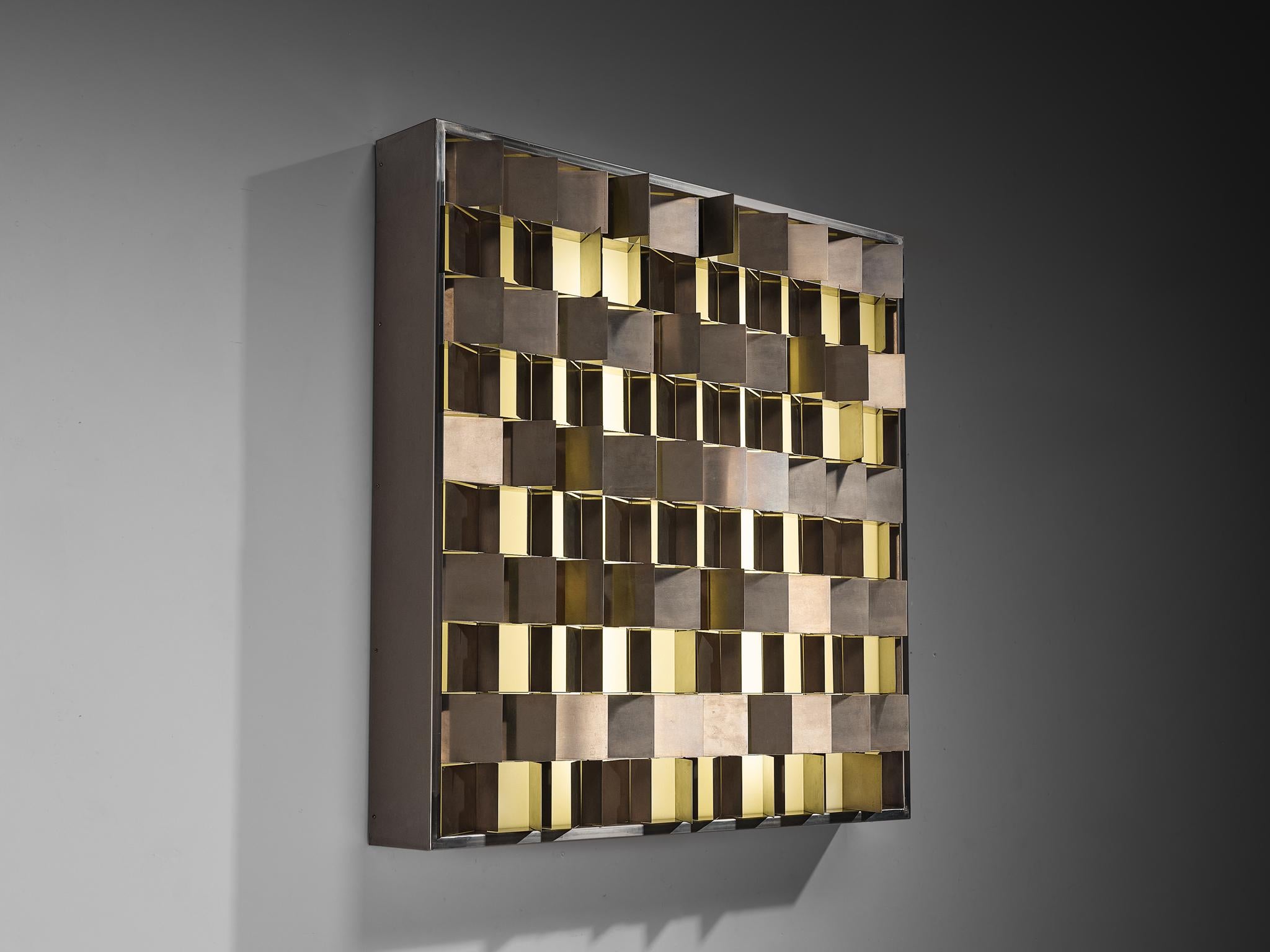 Acciaio inossidabile Gianfranco Fini per New Lamp 'Programma' Scultura luminosa in acciaio inossidabile in vendita