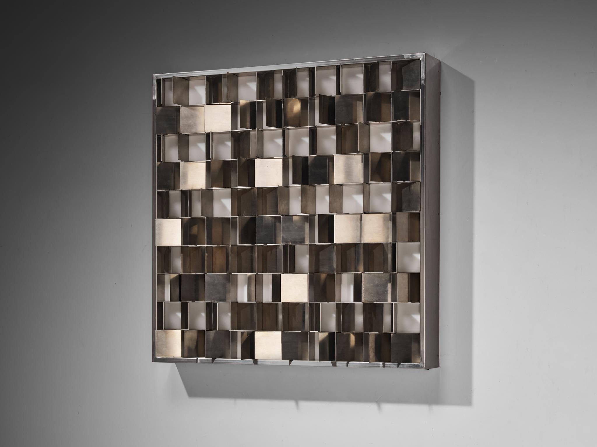 Sculpture lumineuse Programme de Gianfranco Fini pour la nouvelle lampe en acier inoxydable en vente 2