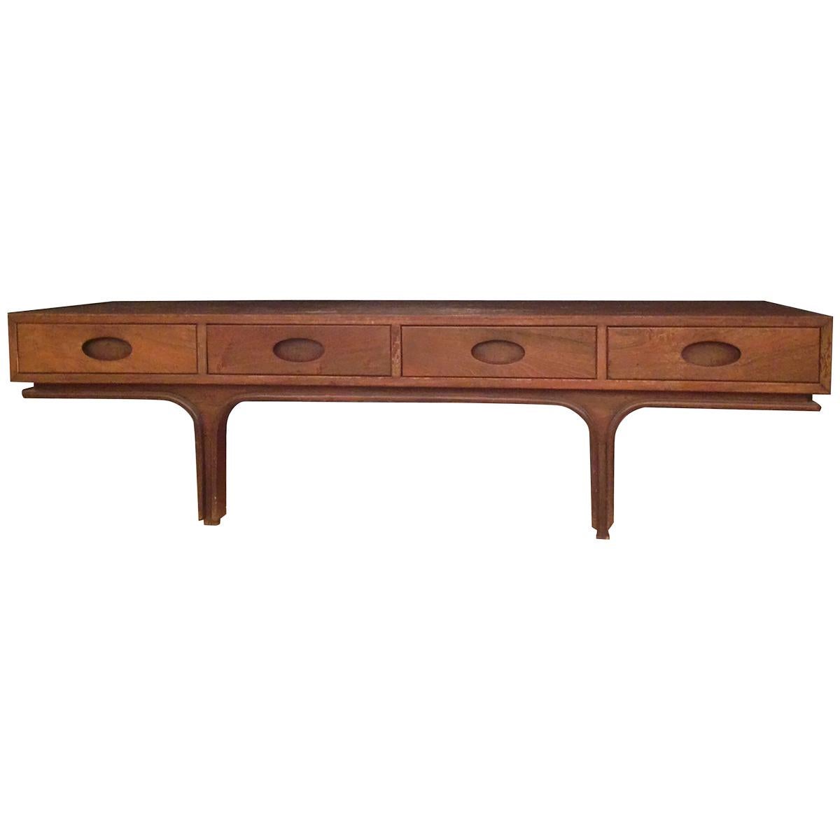 Gianfranco Frattini, 4-Drawer Rosewood Italian Coffee Table or Bench, 1960 For Sale