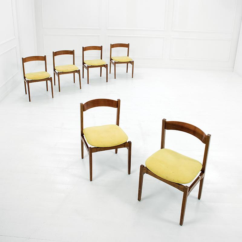 Italian Gianfranco Frattini 6 chairs Model 101 Rosewood Cassina Italy 1970s For Sale
