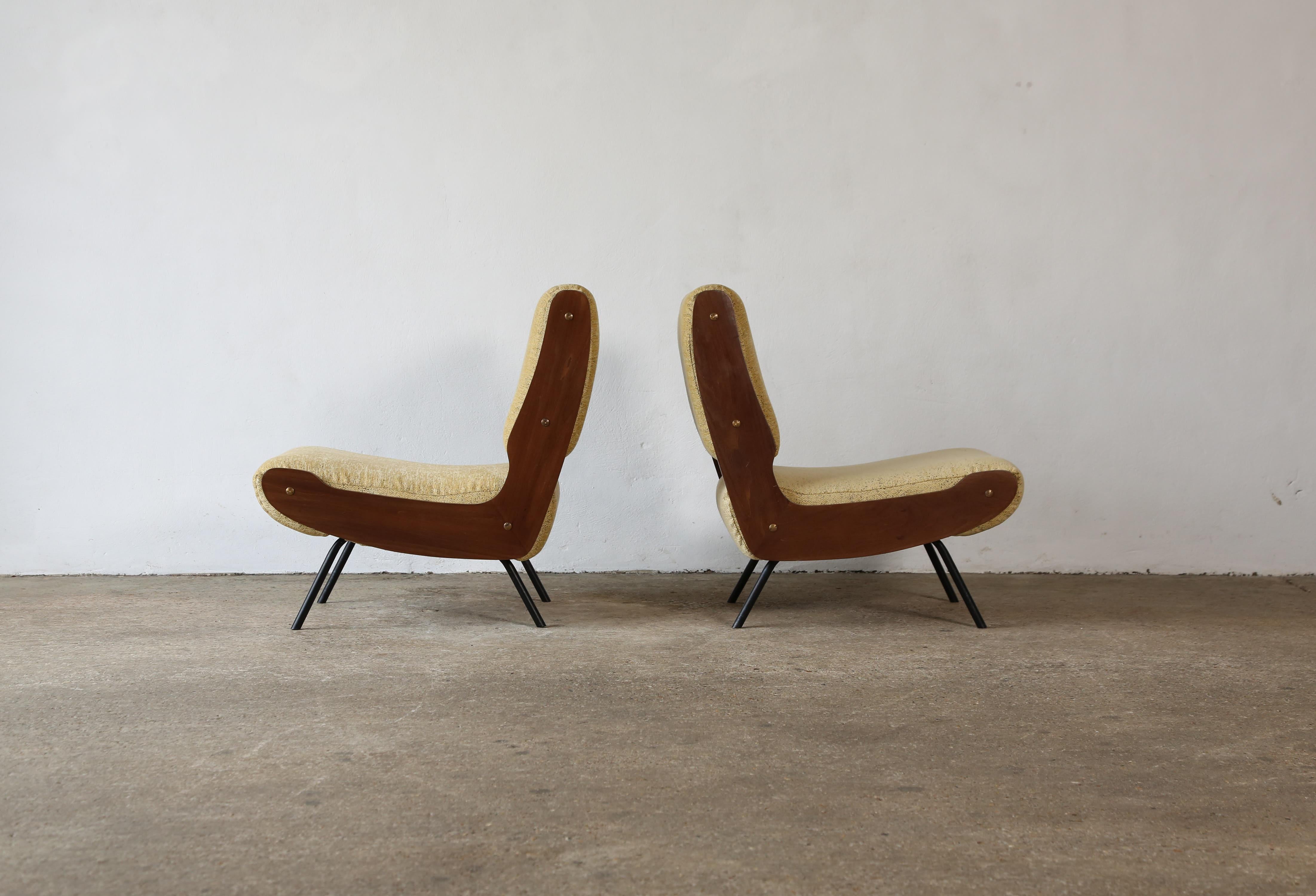 Mid-Century Modern Gianfranco Frattini 836 Lounge Chairs, Cassina, Italy, 1950s For Sale