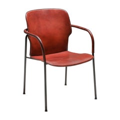 Gianfranco Frattini Armchairs Model ‘Lalanda’ in Dark Cognac Leather