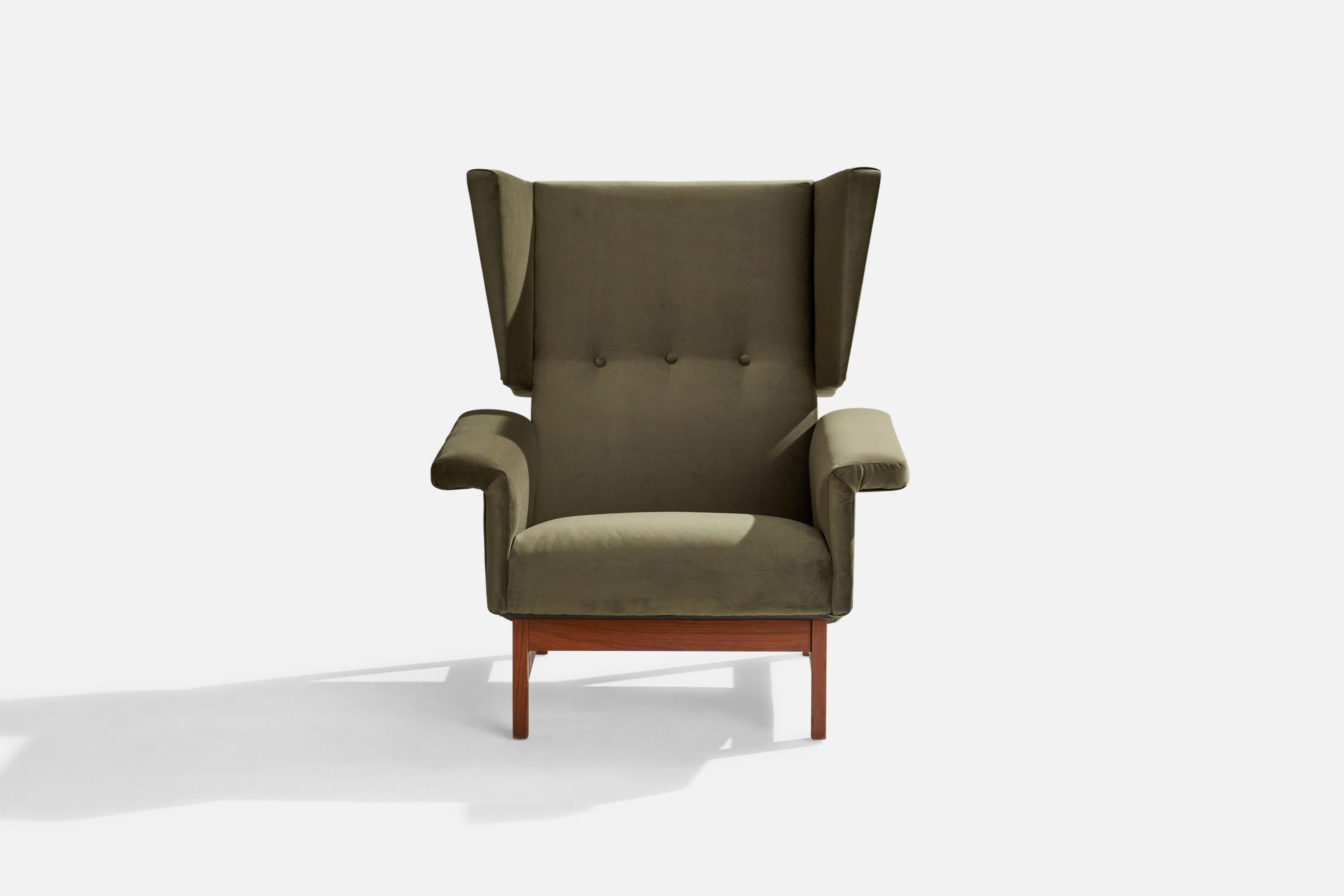 Velours Attribution Gianfranco Frattini, chaise longue, teck, velours, Italie, années 1960 en vente