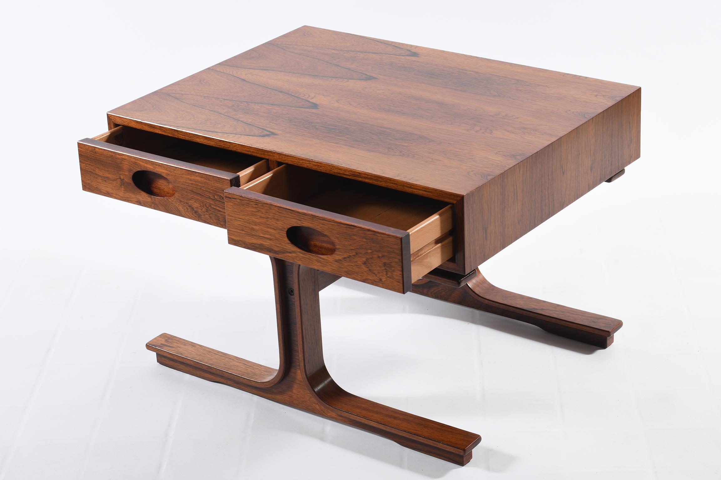 Mid-20th Century Gianfranco Frattini Bernini Signed Midcentury Italian Side Table Two Drawers For Sale