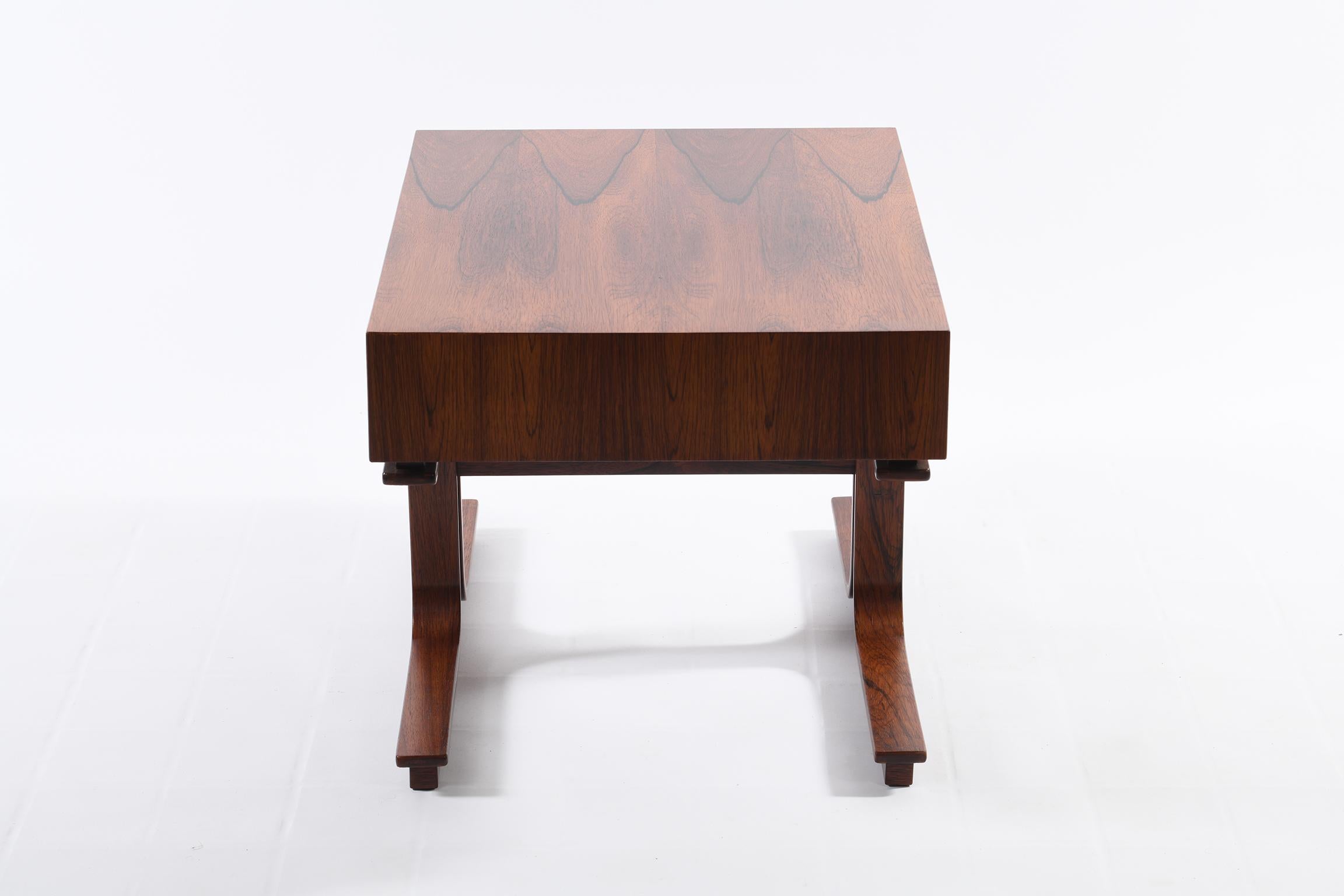 Wood Gianfranco Frattini Bernini Signed Midcentury Italian Side Table Two Drawers For Sale