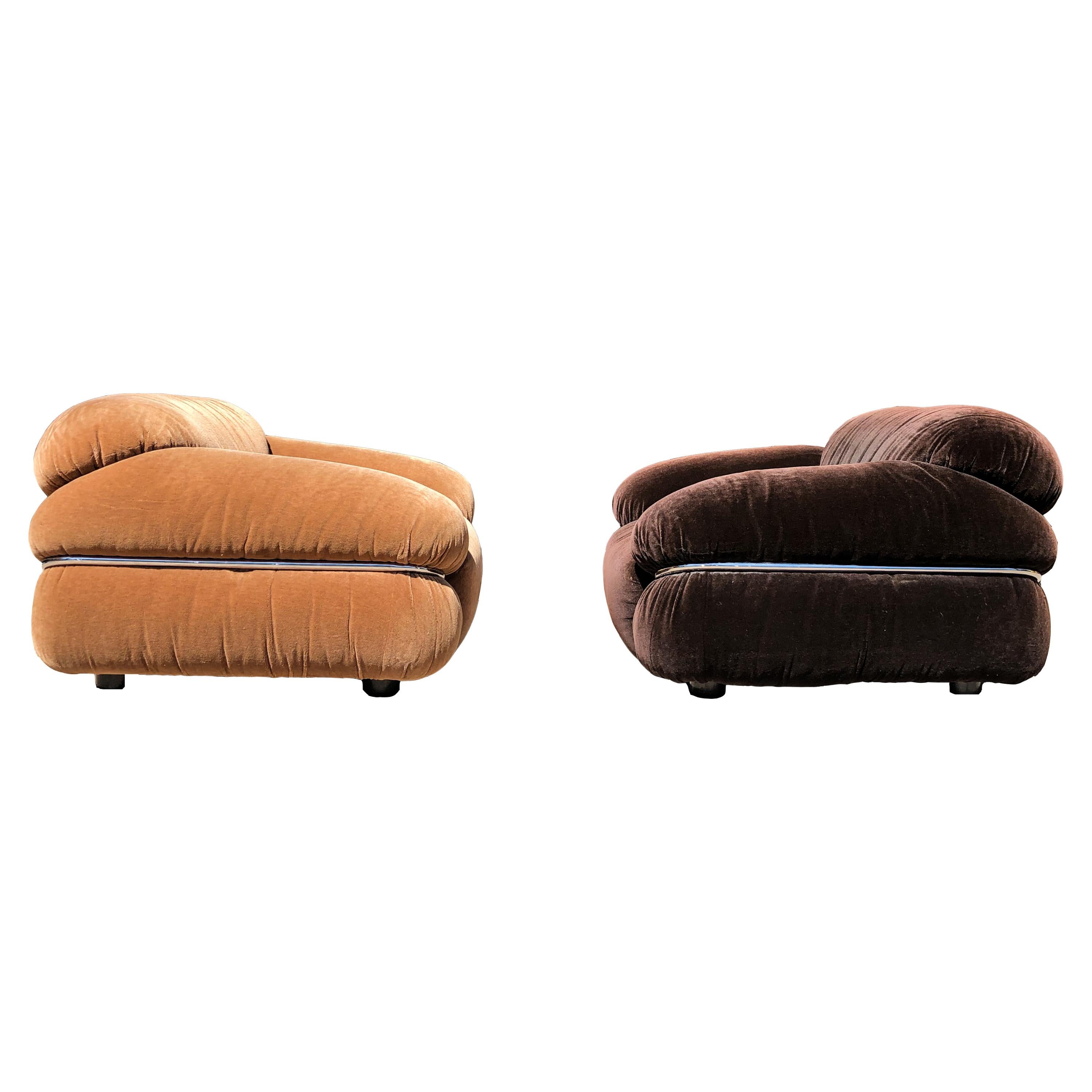 Gianfranco Frattini Brown Alpaca Velvet Sesann Lounge Chair for Cassina, 1972 For Sale 6
