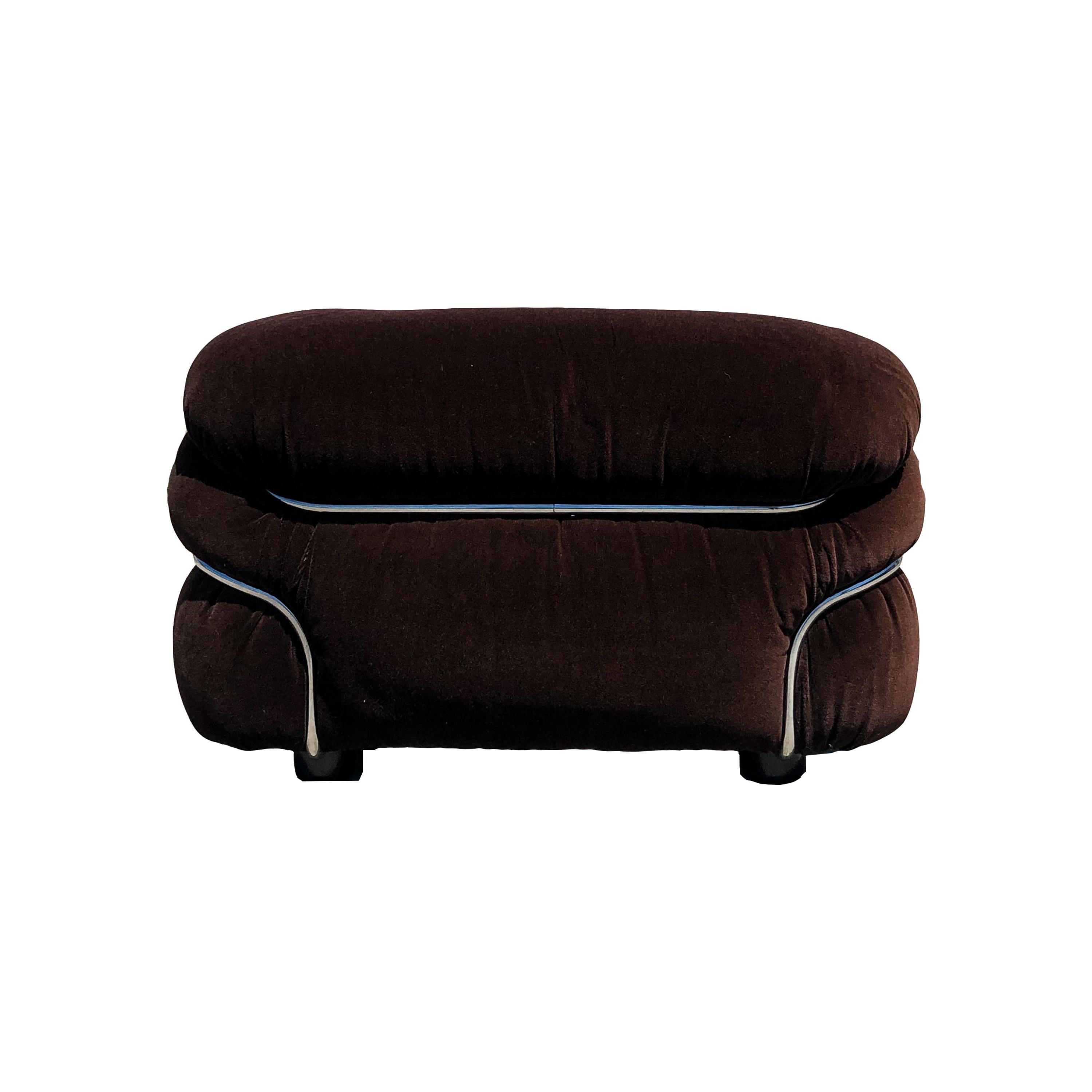 Gianfranco Frattini Brown Alpaca Velvet Sesann Lounge Chair for Cassina, 1972 In Good Condition For Sale In Vicenza, IT