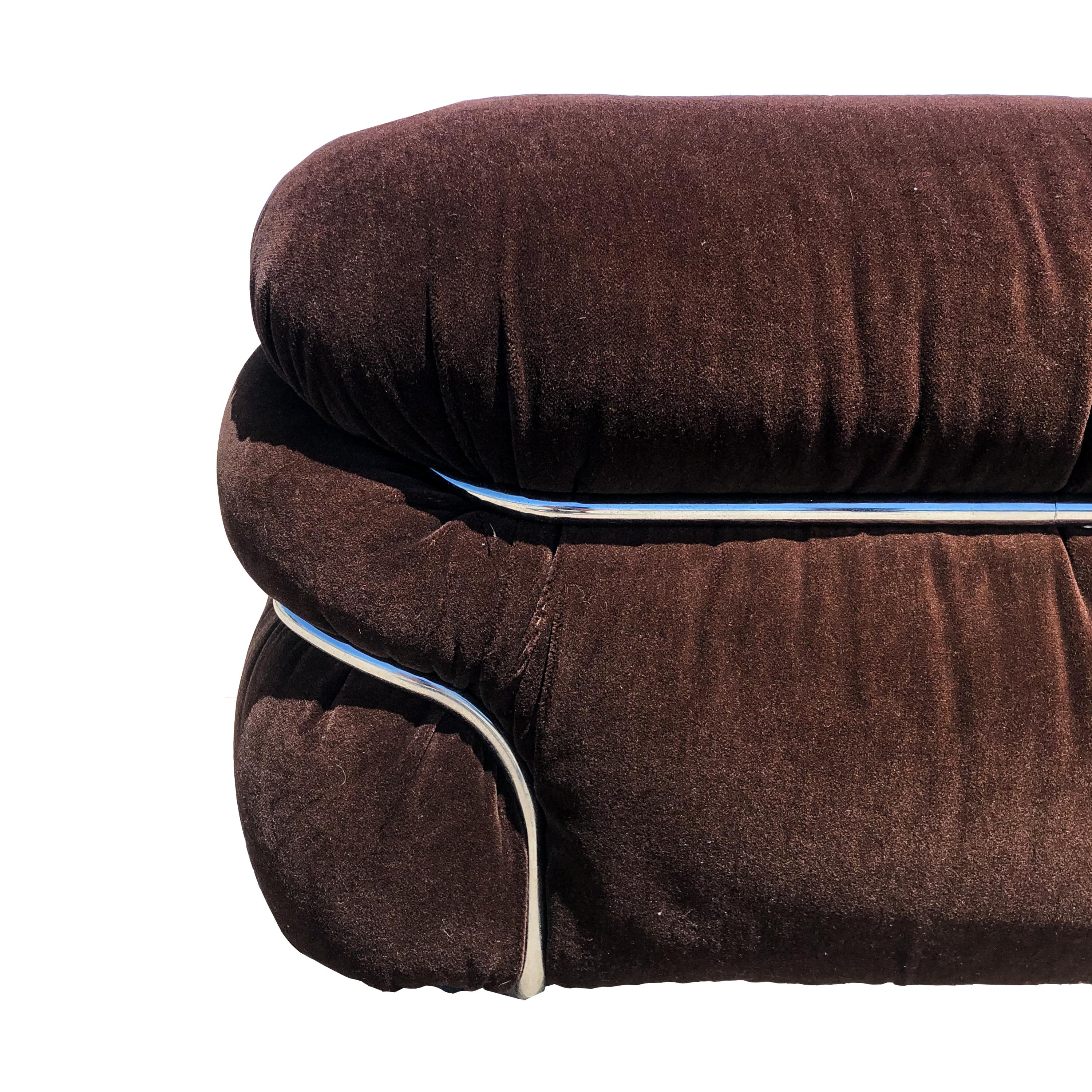 Late 20th Century Gianfranco Frattini Brown Alpaca Velvet Sesann Lounge Chair for Cassina, 1972 For Sale
