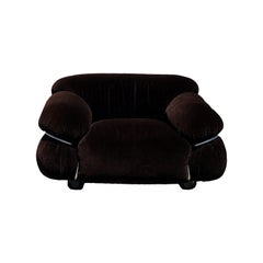 Gianfranco Frattini Brown Alpaca Velvet Sesann Lounge Chair for Cassina, 1972