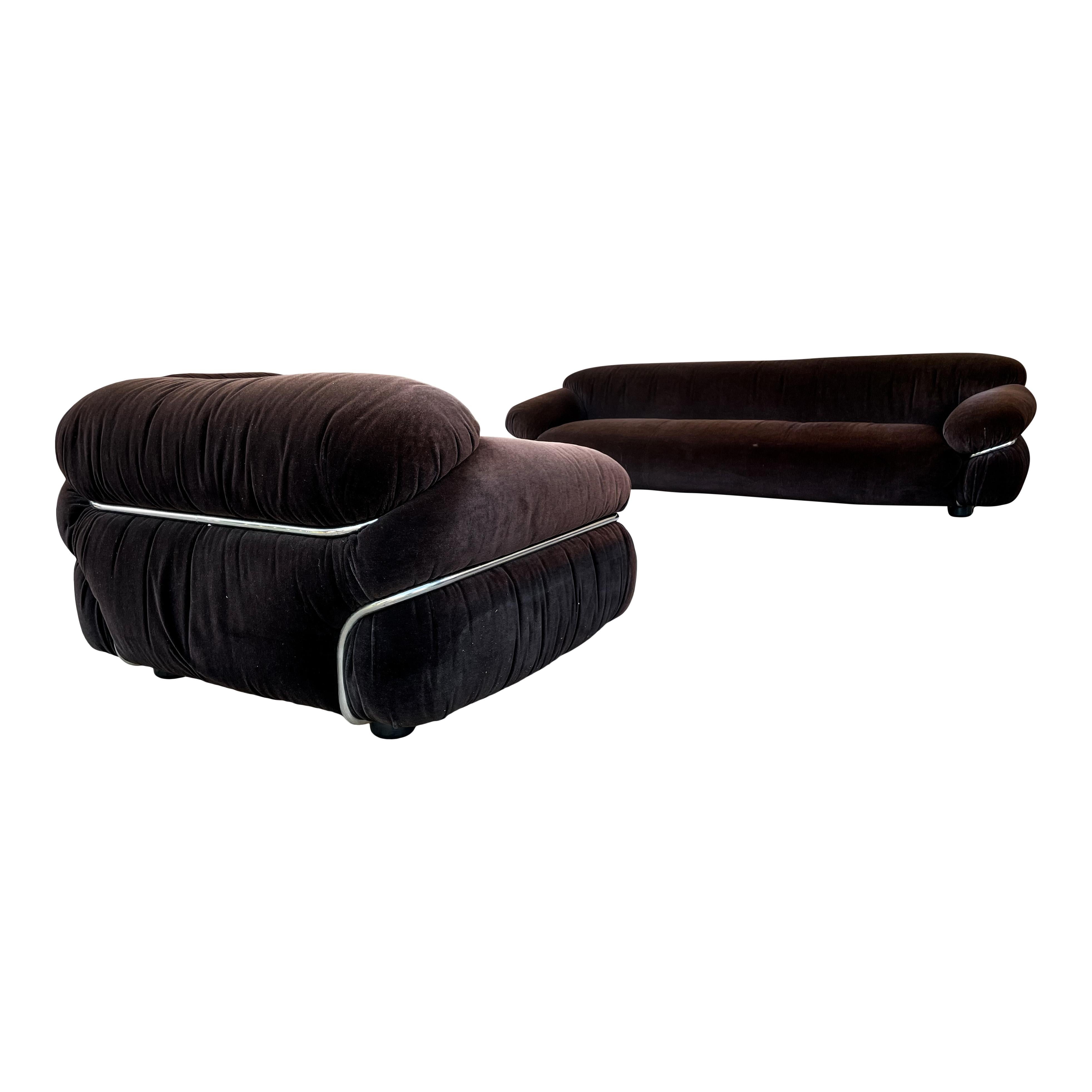 Gianfranco Frattini Chaise longue en velours Brown pour Cassina, 1972 en vente 3