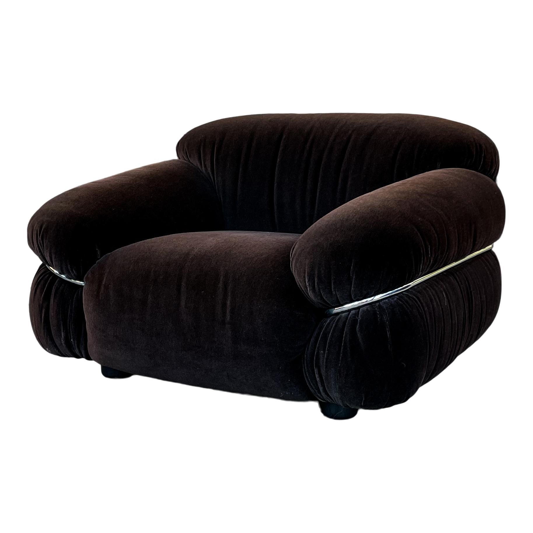 Gianfranco Frattini Chaise longue en velours Brown pour Cassina, 1972 Bon état - En vente à Vicenza, IT