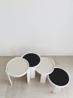 Gianfranco Frattini Cassina Italian Midcentury Black & White Coffee Tables 1960s