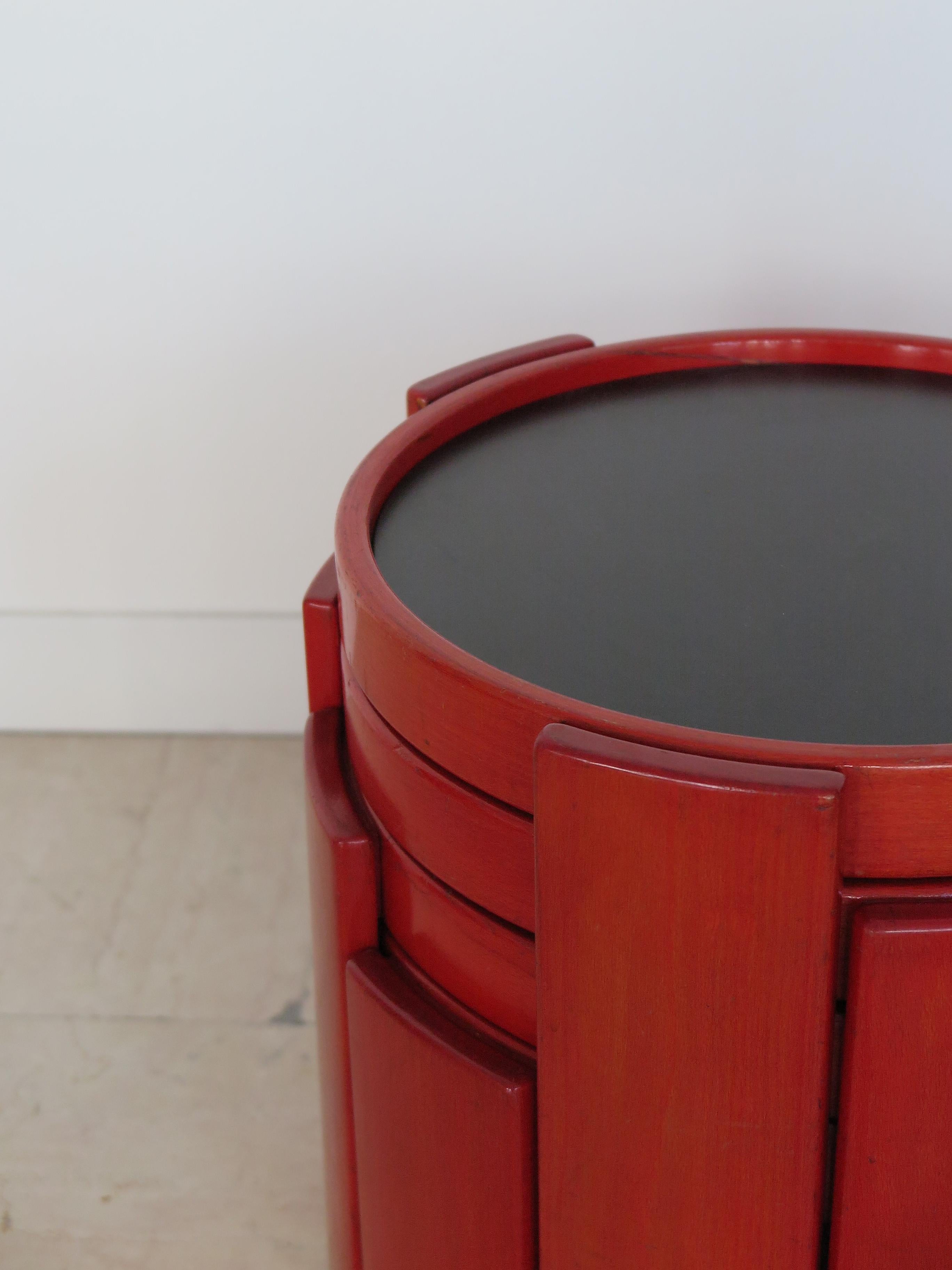 Gianfranco Frattini Cassina Italian Midcentury Red /80 Model Coffee Tables 1960s 4