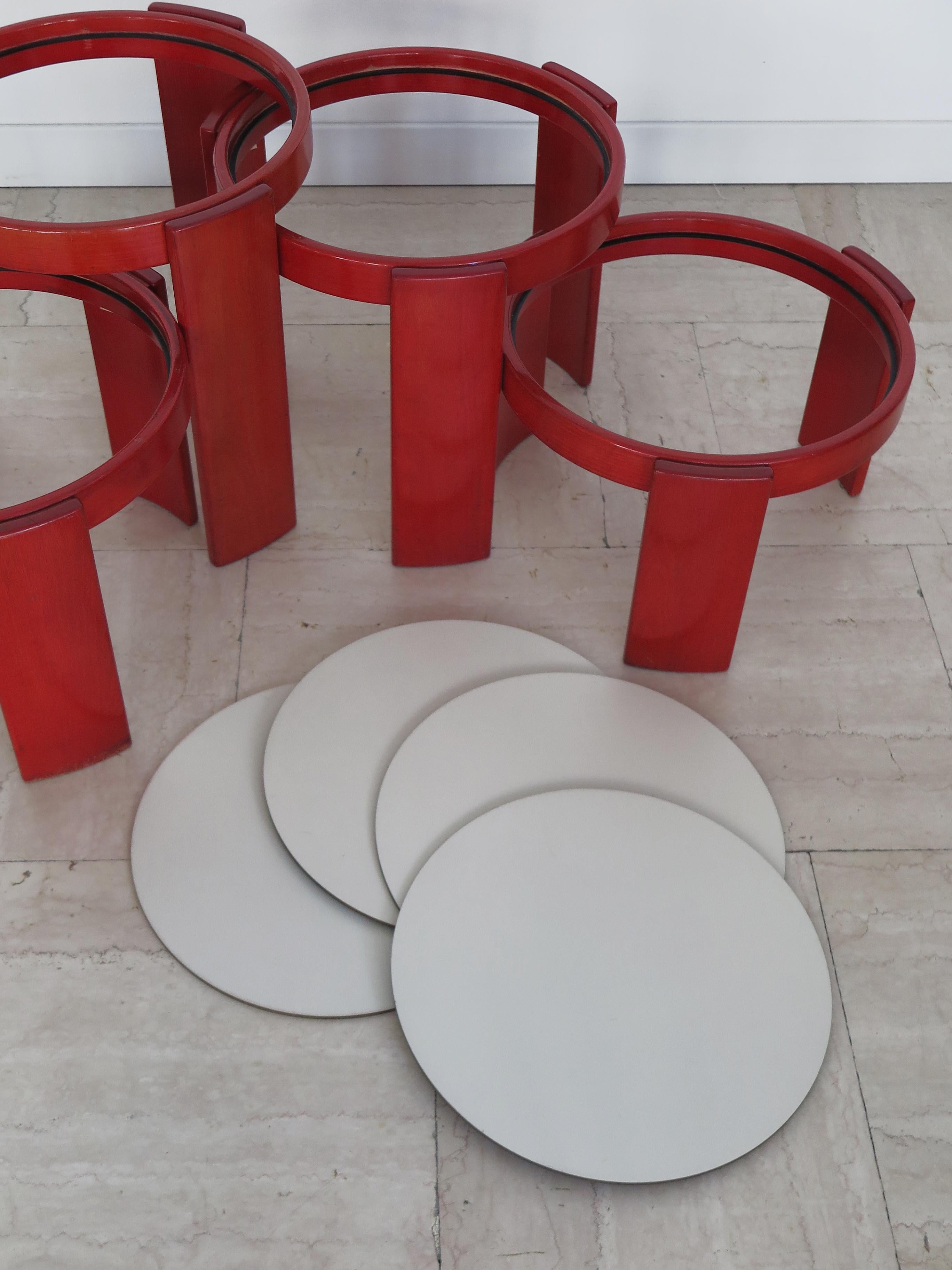 Gianfranco Frattini Cassina Italian Midcentury Red /80 Model Coffee Tables 1960s 8