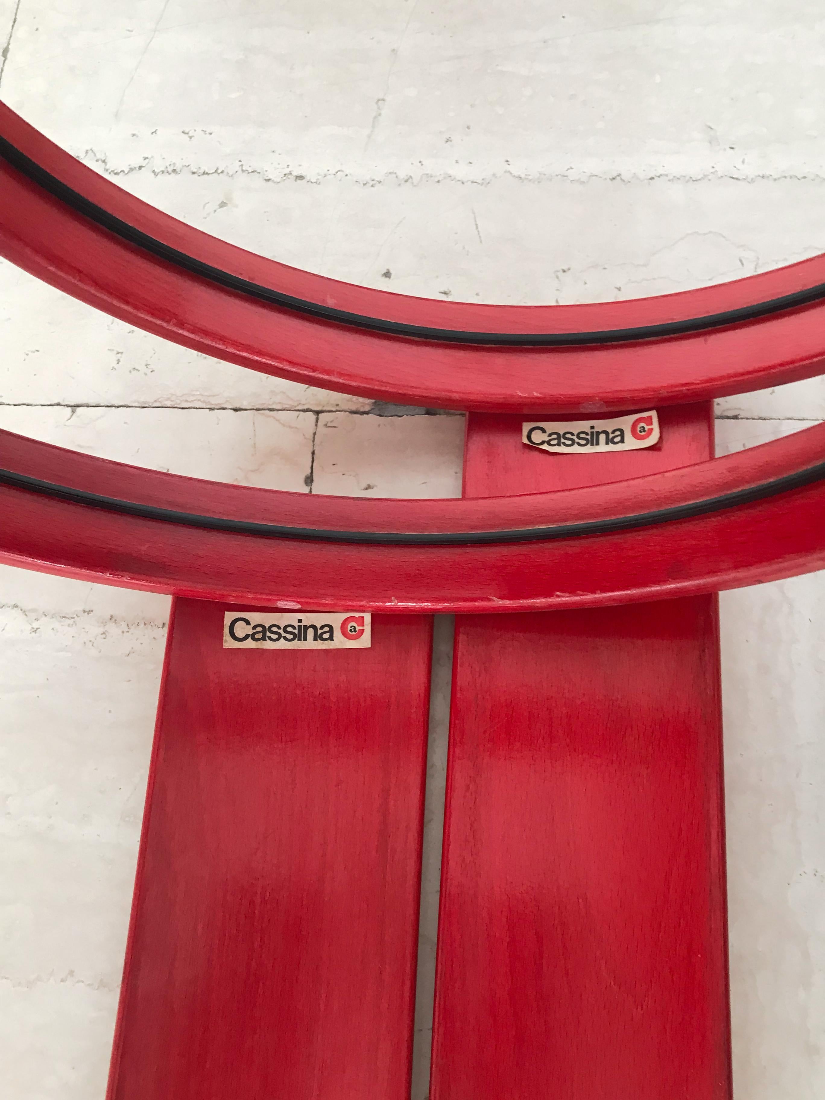 Gianfranco Frattini Cassina Italian Midcentury Red /80 Model Coffee Tables 1960s 11
