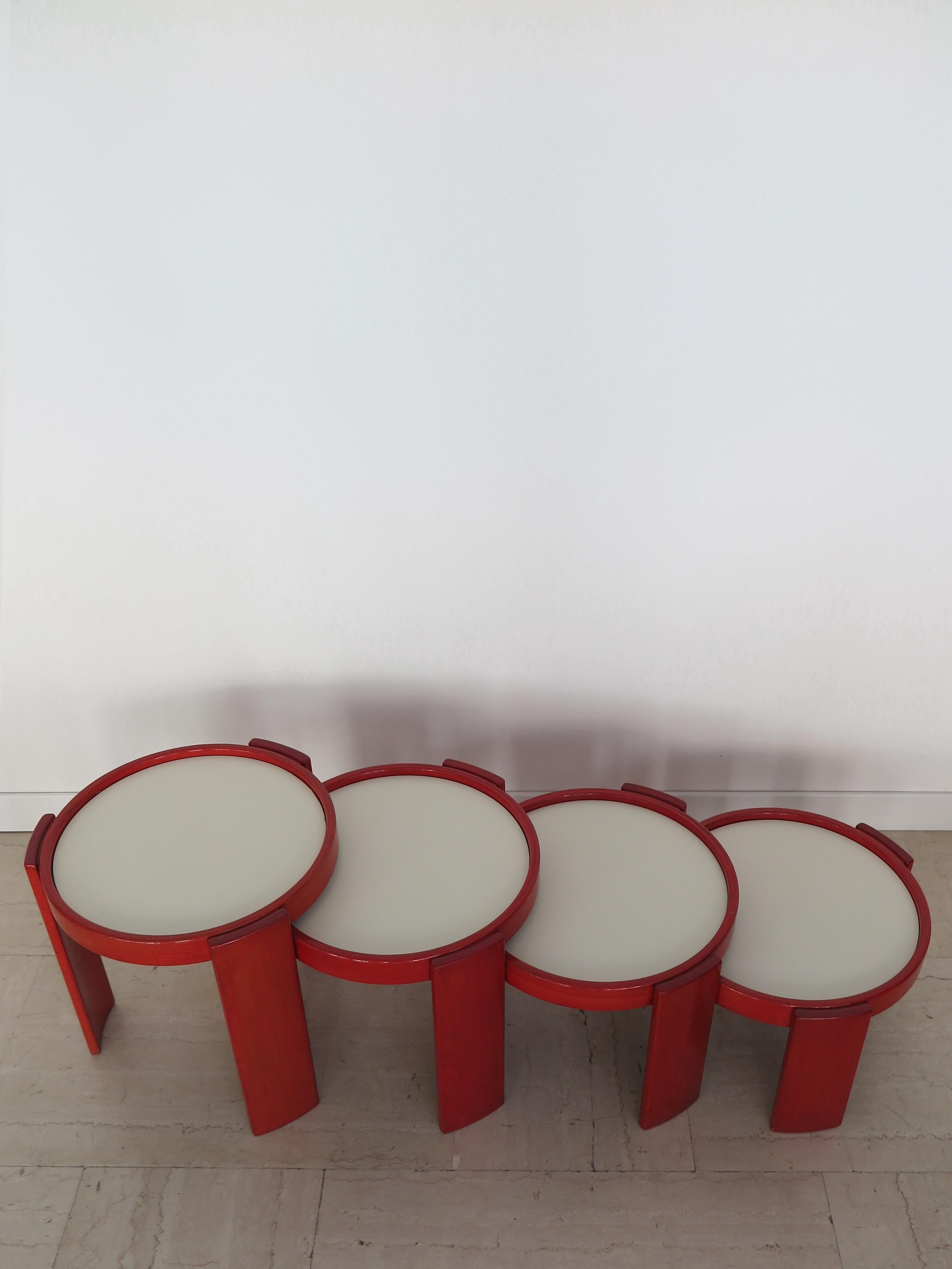 Mid-20th Century Gianfranco Frattini Cassina Italian Midcentury Red /80 Model Coffee Tables 1960s