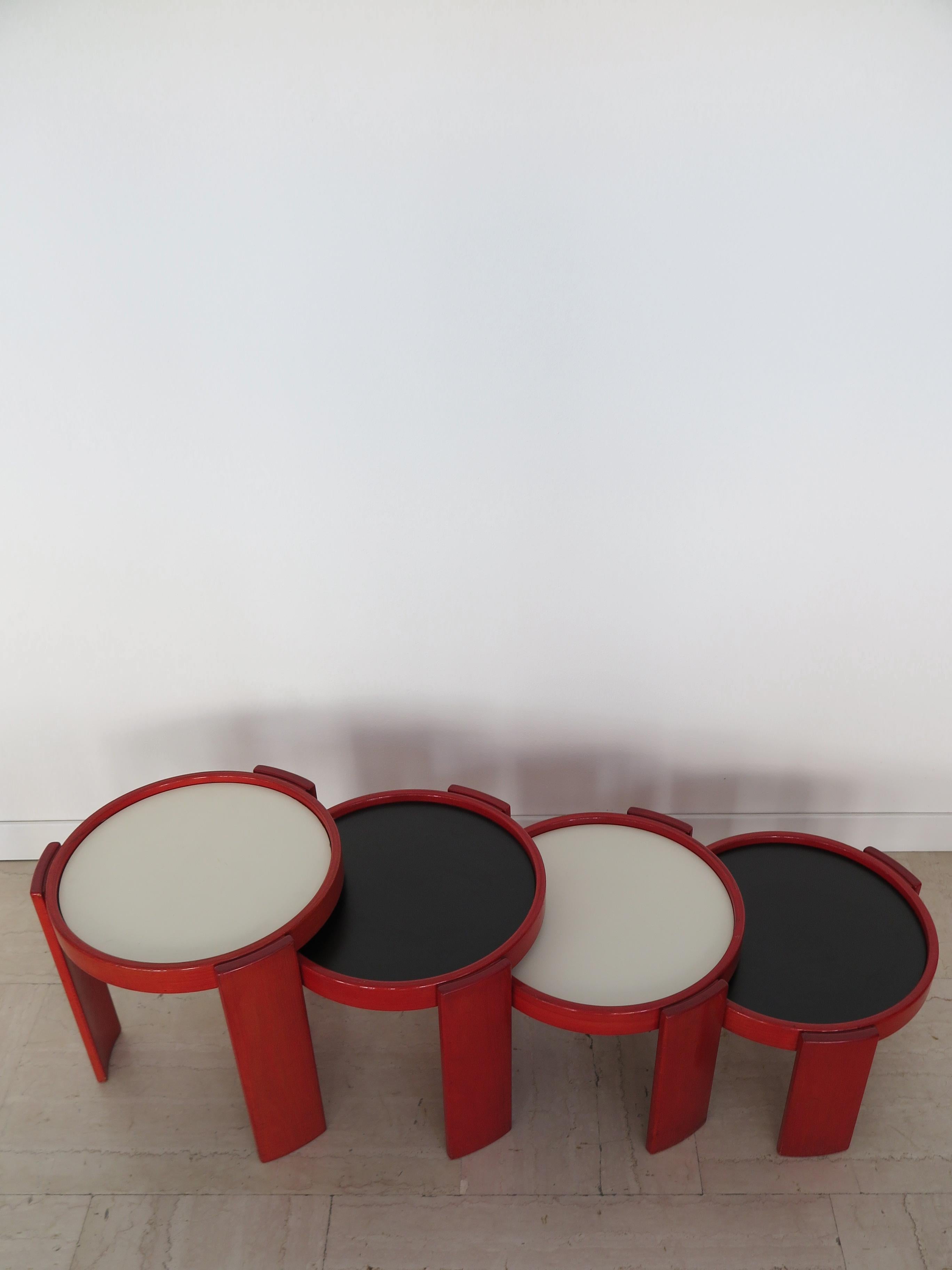 Laminate Gianfranco Frattini Cassina Italian Midcentury Red /80 Model Coffee Tables 1960s