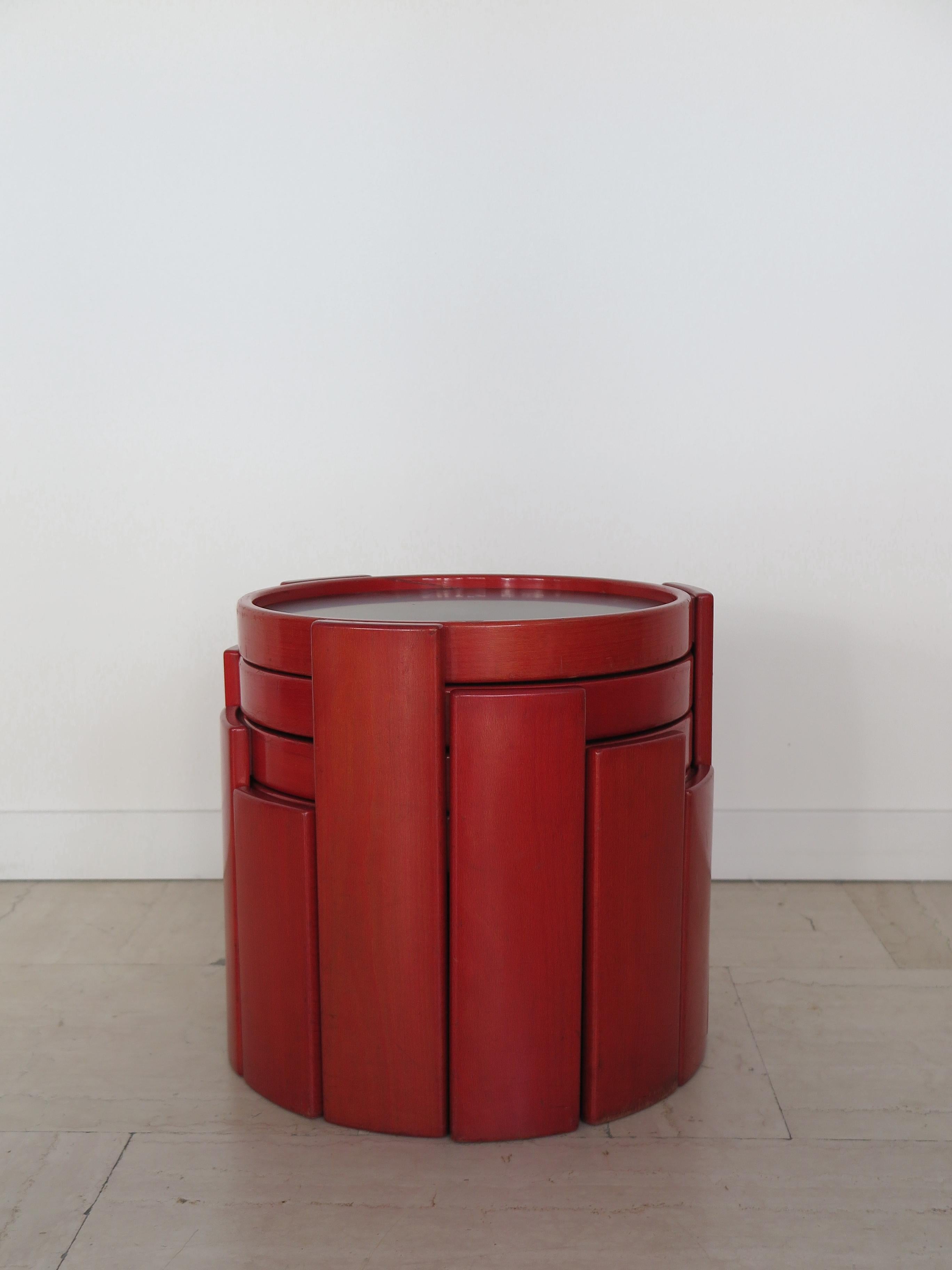Gianfranco Frattini Cassina Italian Midcentury Red /80 Model Coffee Tables 1960s 1