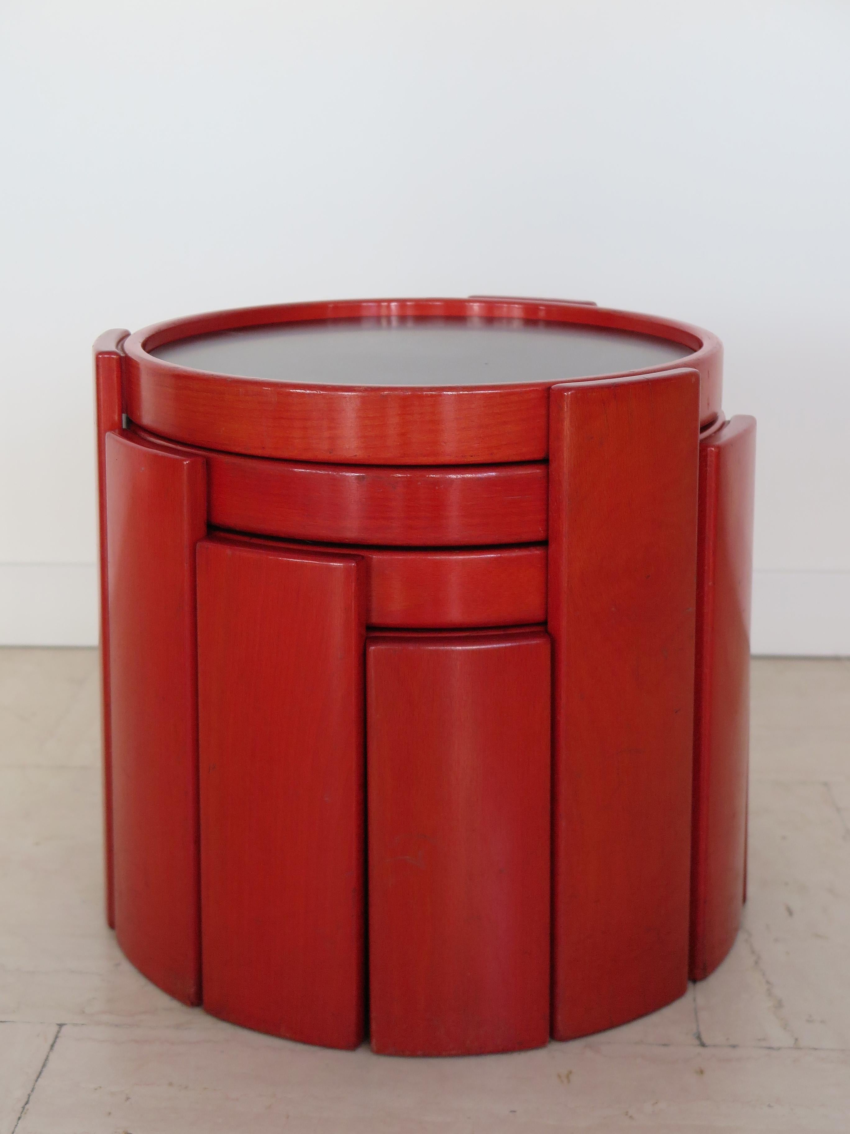Gianfranco Frattini Cassina Italian Midcentury Red /80 Model Coffee Tables 1960s 2