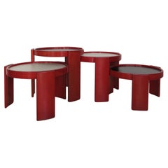 Gianfranco Frattini Cassina Italian Midcentury Red /80 Model Coffee Tables 1960s