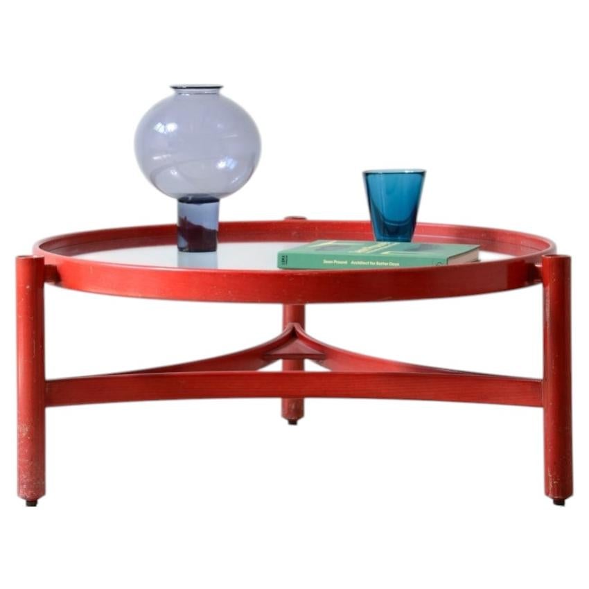 Gianfranco Frattini coffee table in bentwood finished in red aniline stain
