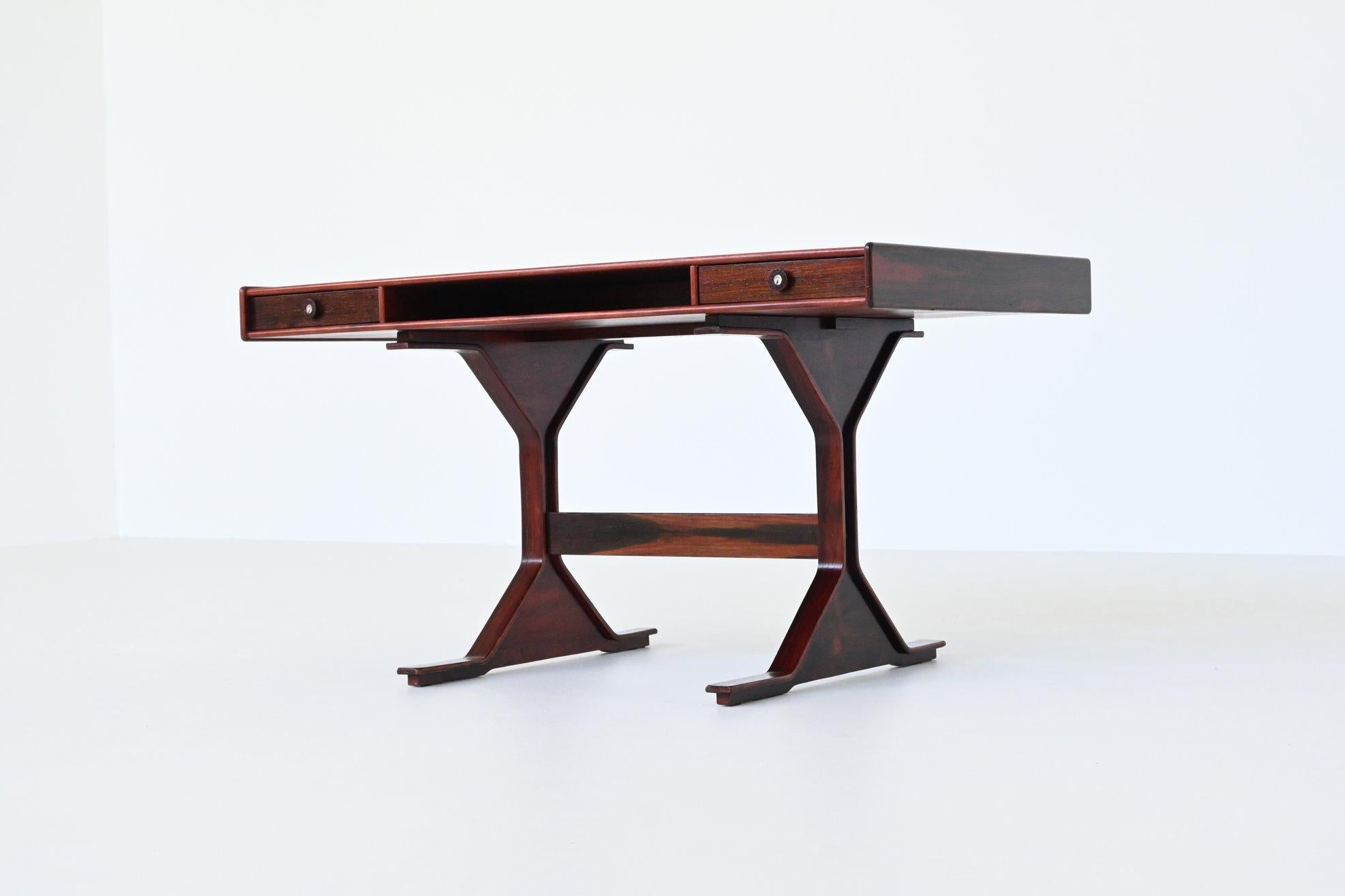 Scrivania Gianfranco Frattini modello 530 in palissandro Bernini Italia 1957 13