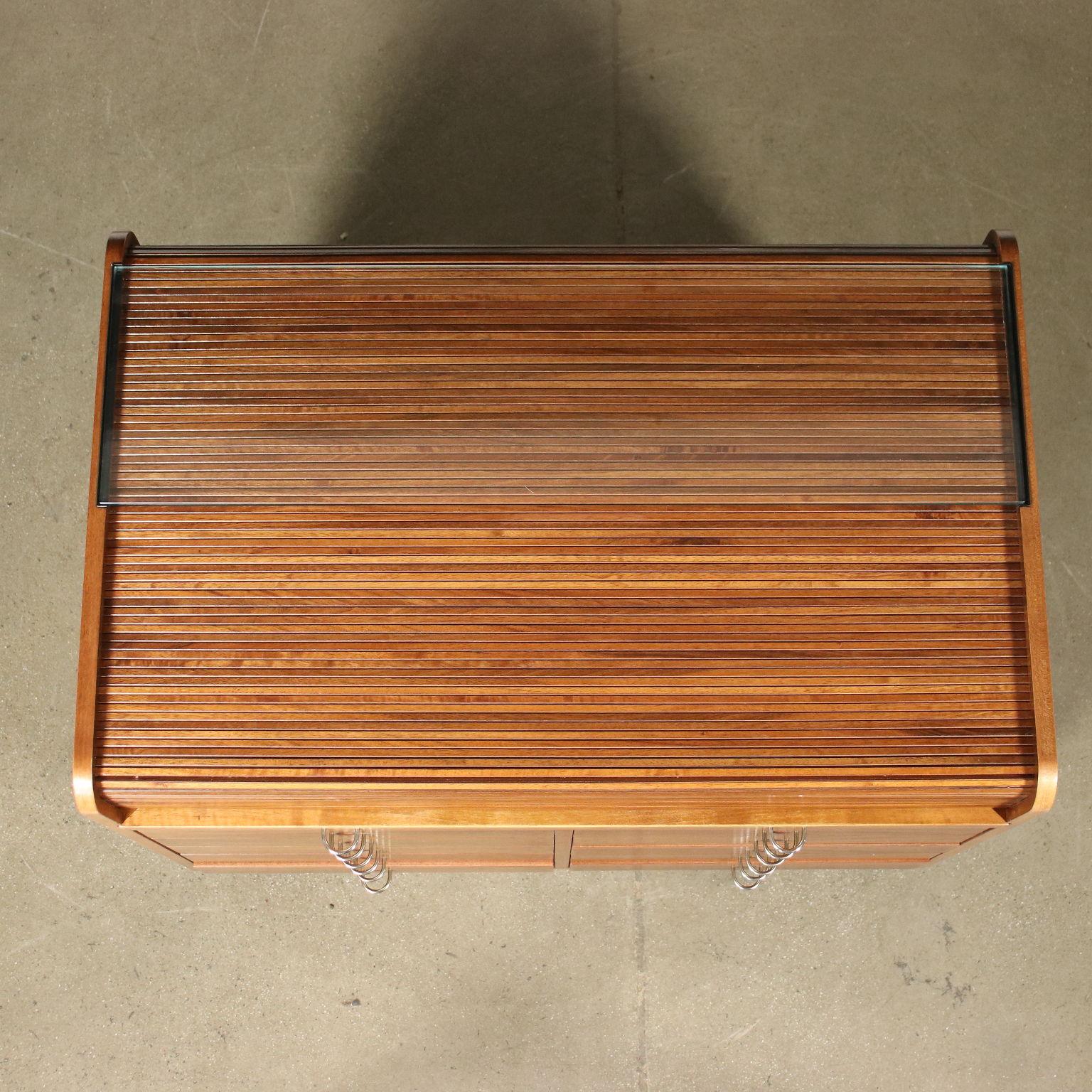 Gianfranco Frattini Desk Walnut Veneer Solid Wood Leather Glass, 1970s 3