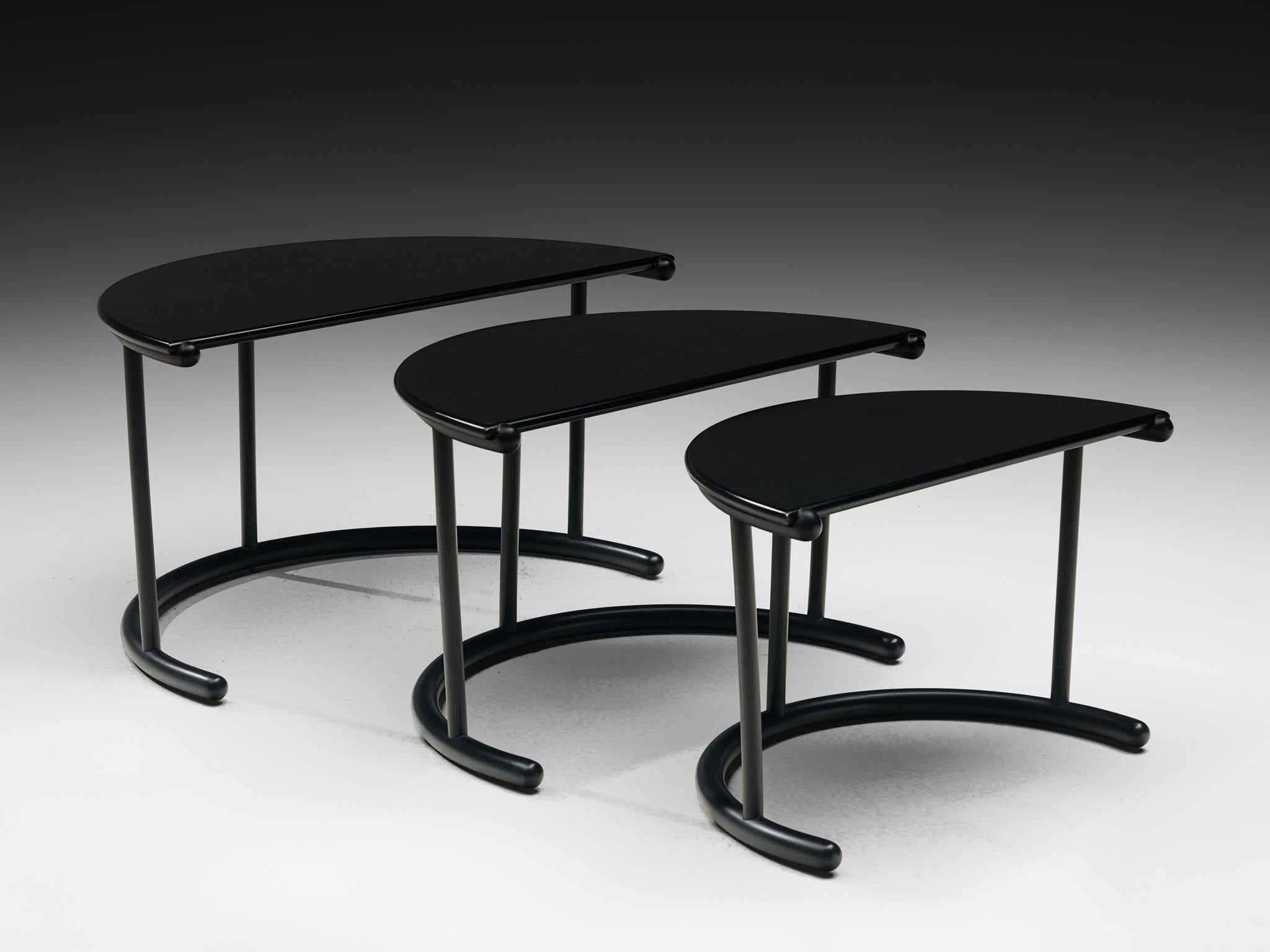 Mid-Century Modern Gianfranco Frattini for Acerbis Nesting Tables 'Tria' in Black For Sale