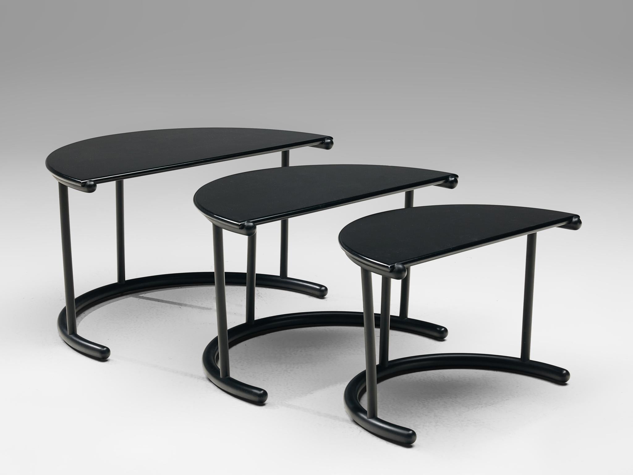 Gianfranco Frattini pour Acerbis Tables gigognes 'Tria' en noir Bon état - En vente à Waalwijk, NL
